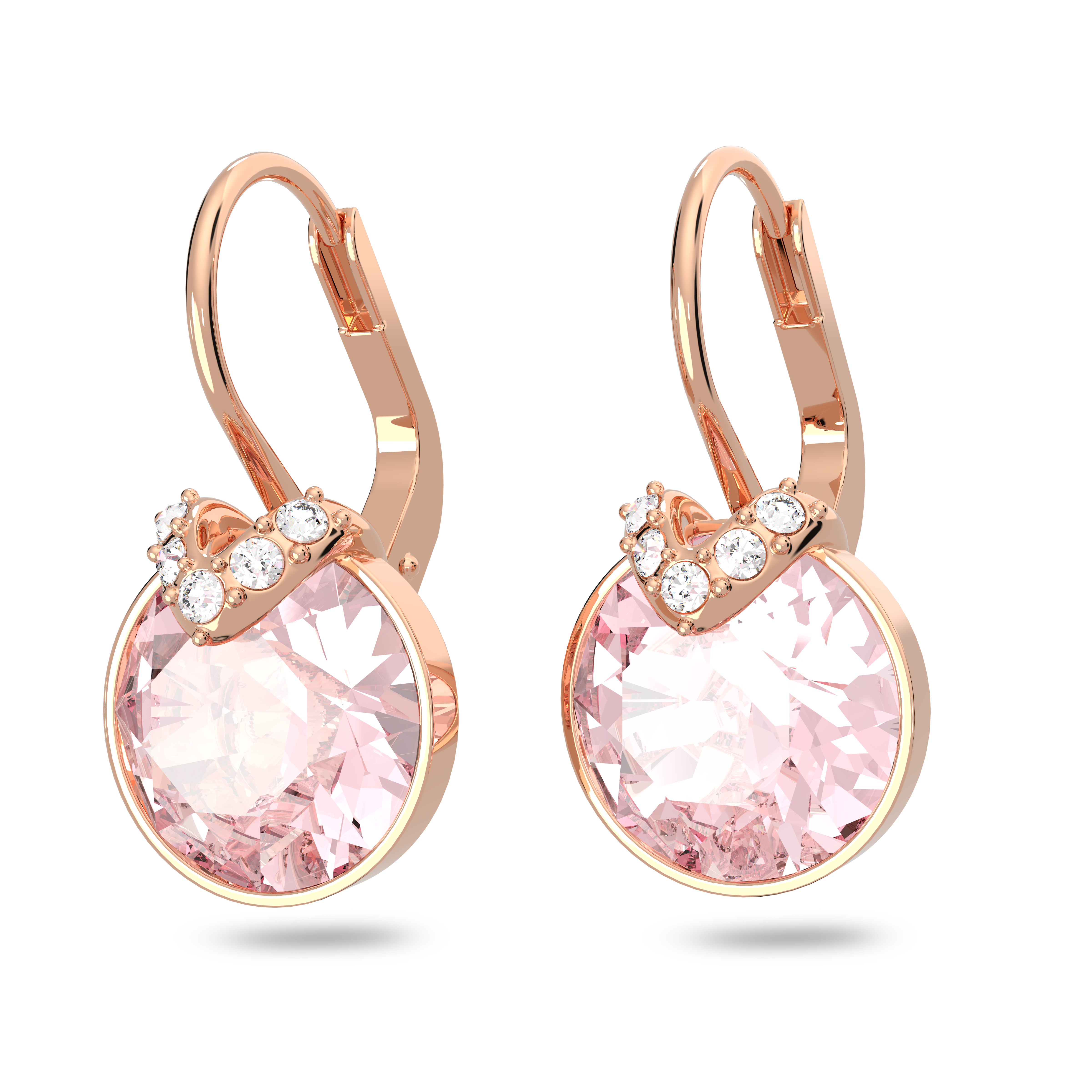 SWAROVSKI BELLA V DROP EARRINGS, ROUND CUT, PINK, ROSE GOLD-TONE PLATED 5662114