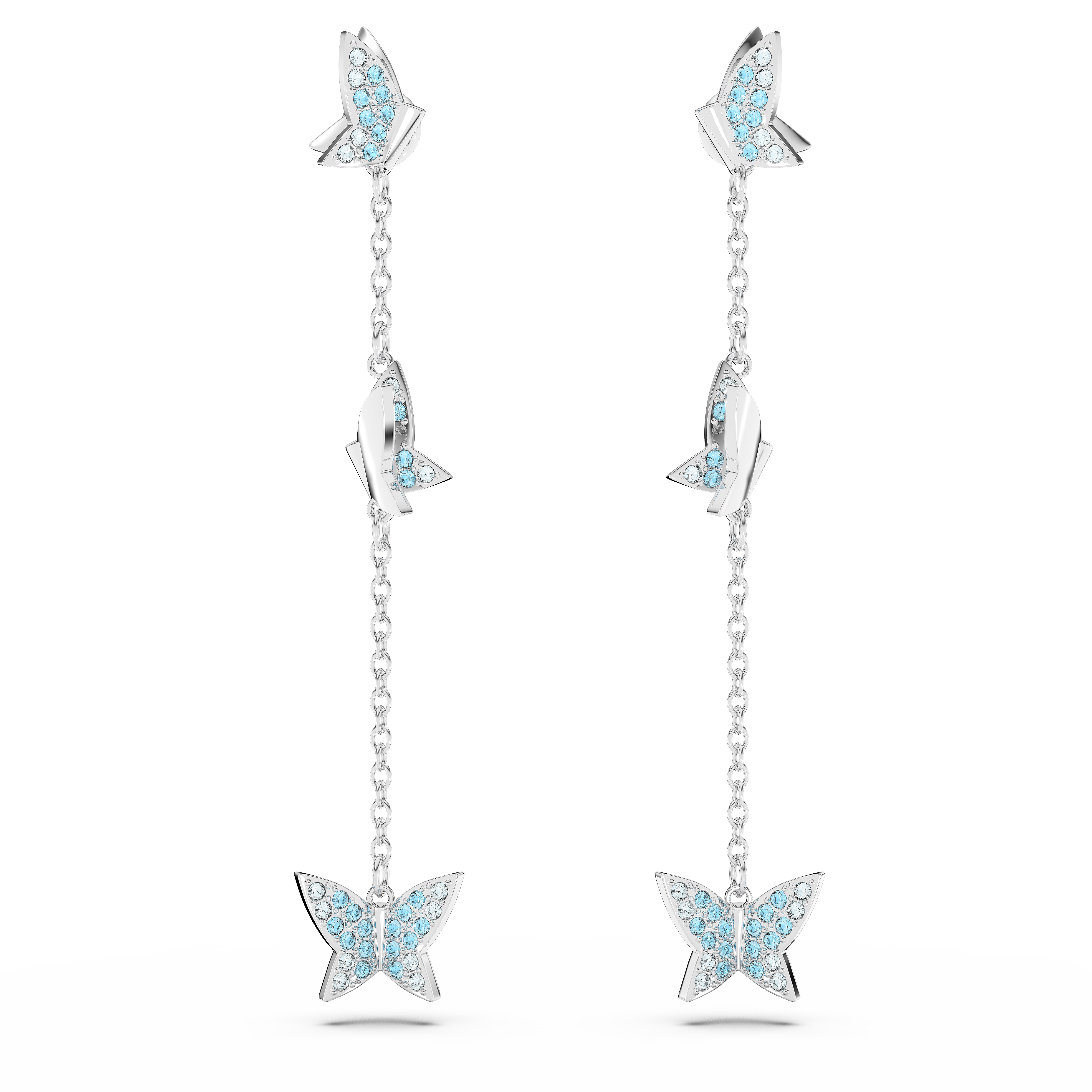 Swarovski Idyllia Lilia drop earrings, Butterfly, Blue, Rhodium plated 5662182