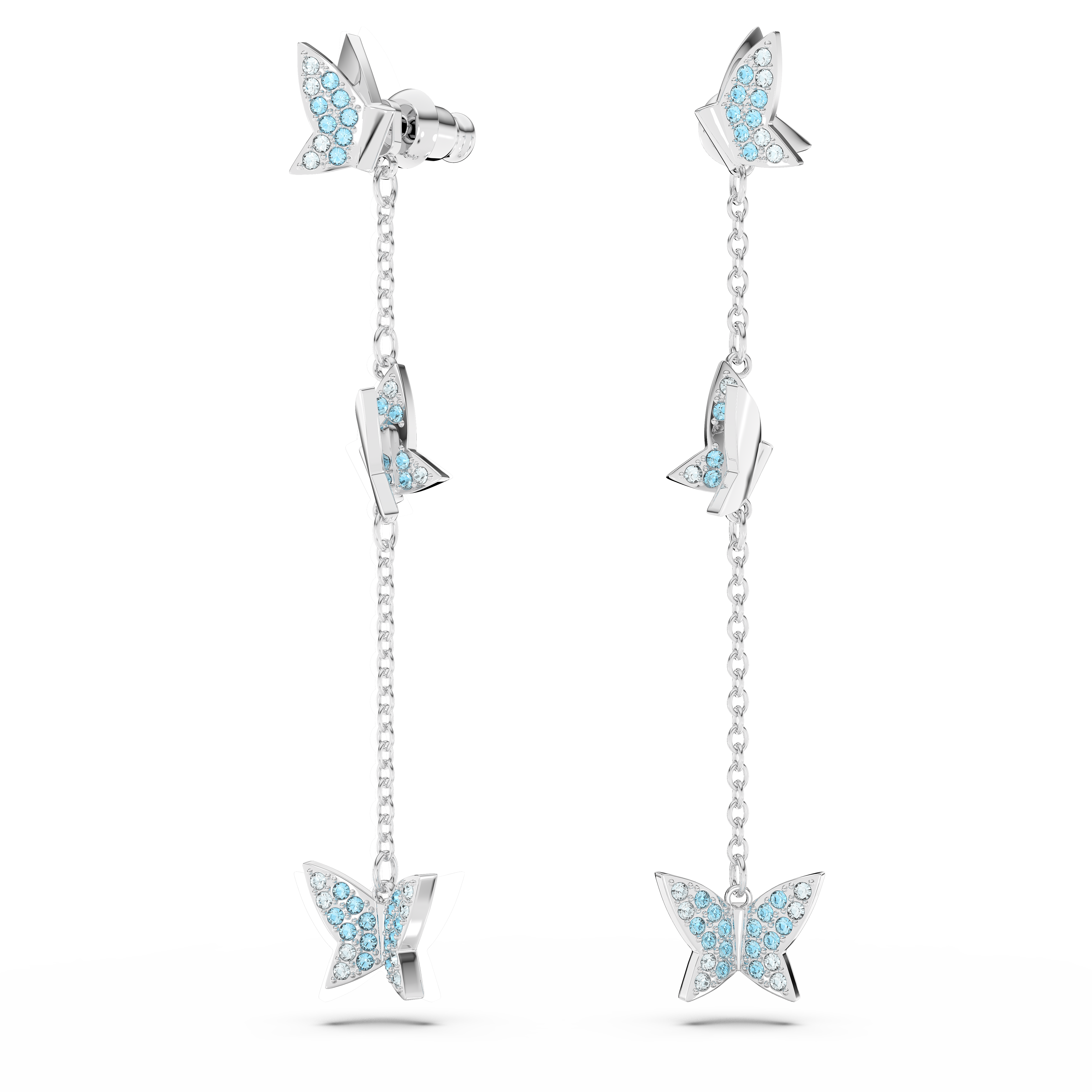 Swarovski Idyllia Lilia drop earrings, Butterfly, Blue, Rhodium plated 5662182