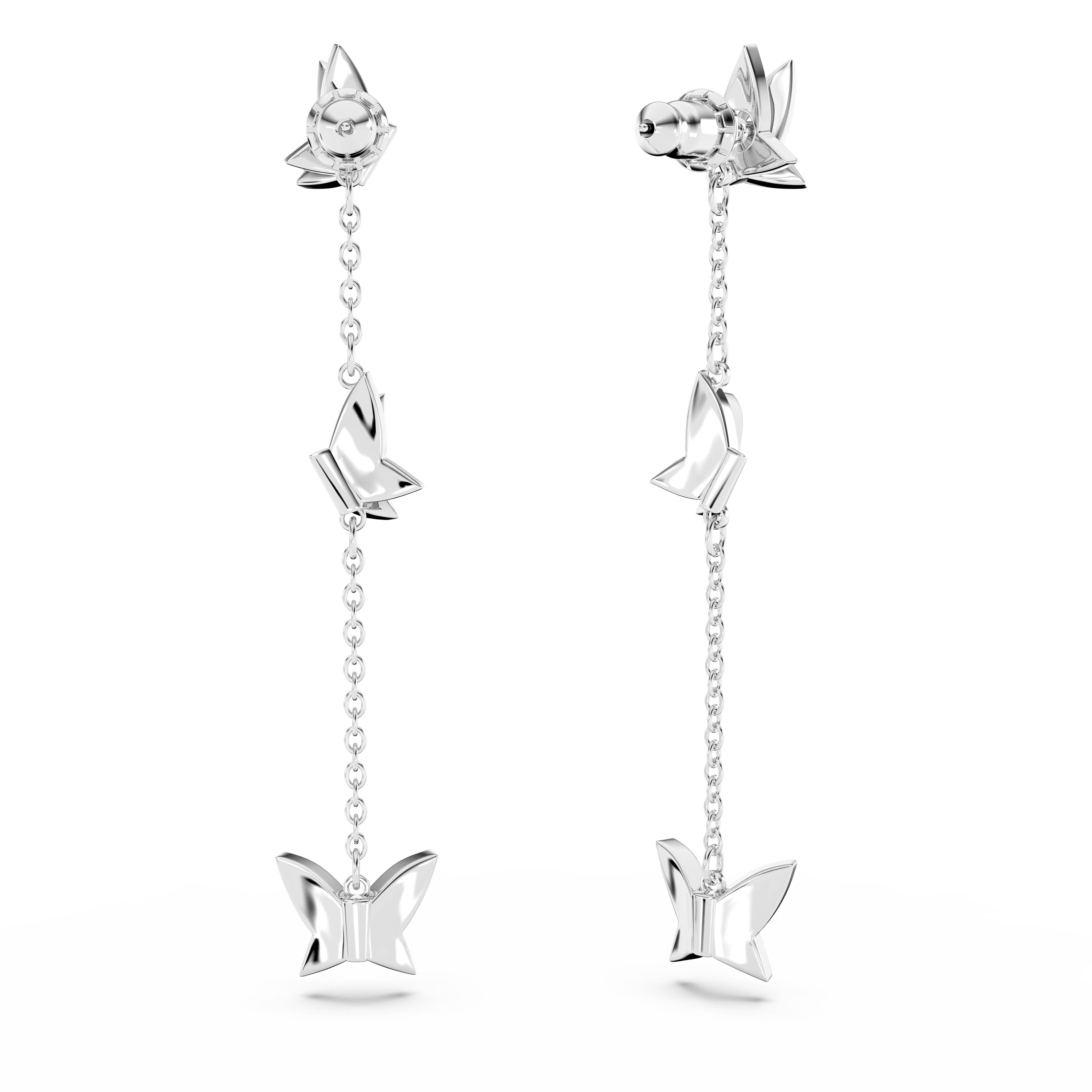 Swarovski Idyllia Lilia drop earrings, Butterfly, Blue, Rhodium plated 5662182