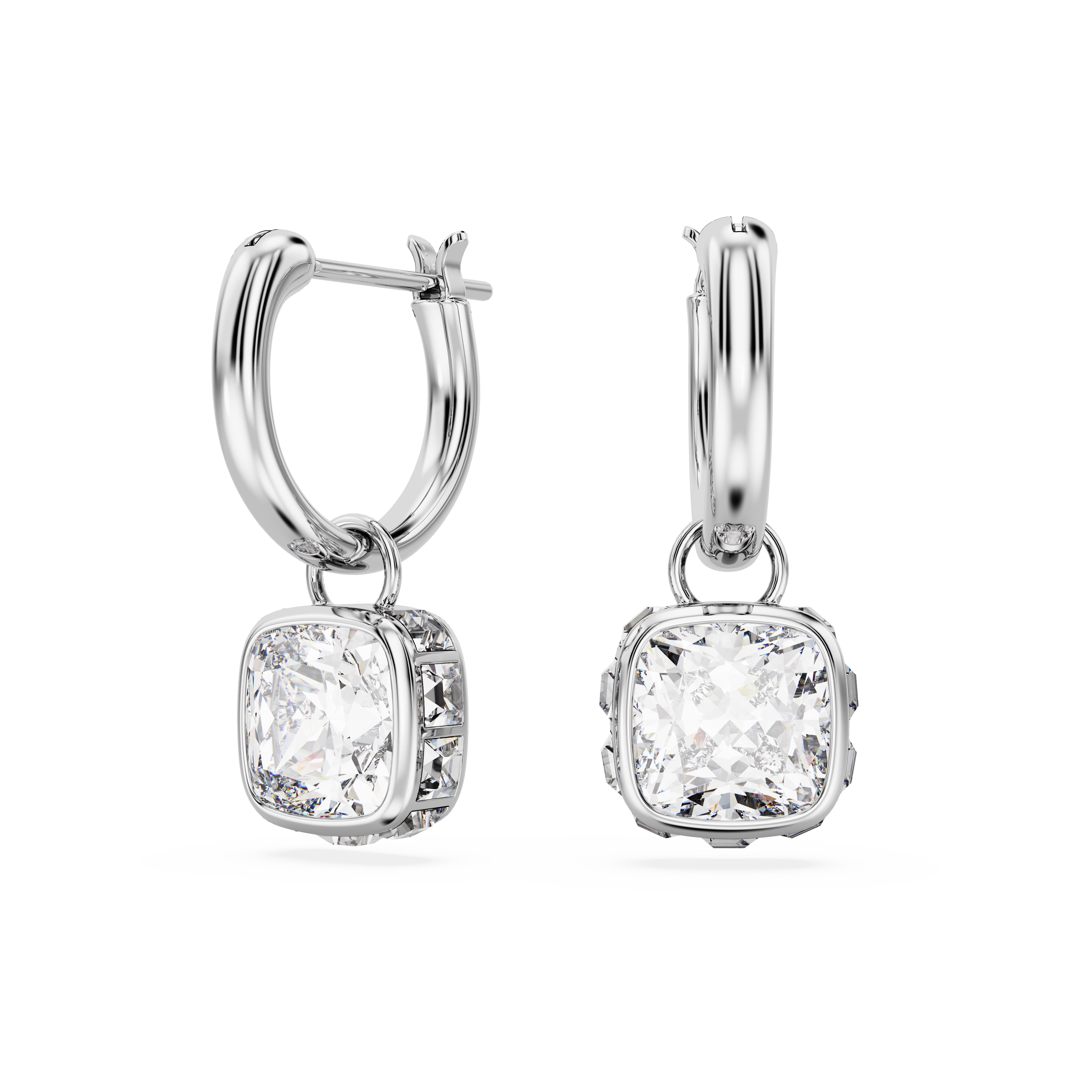 SWAROVSKI STILLA DROP EARRINGS, SQUARE CUT, WHITE, RHODIUM PLATED 5662919