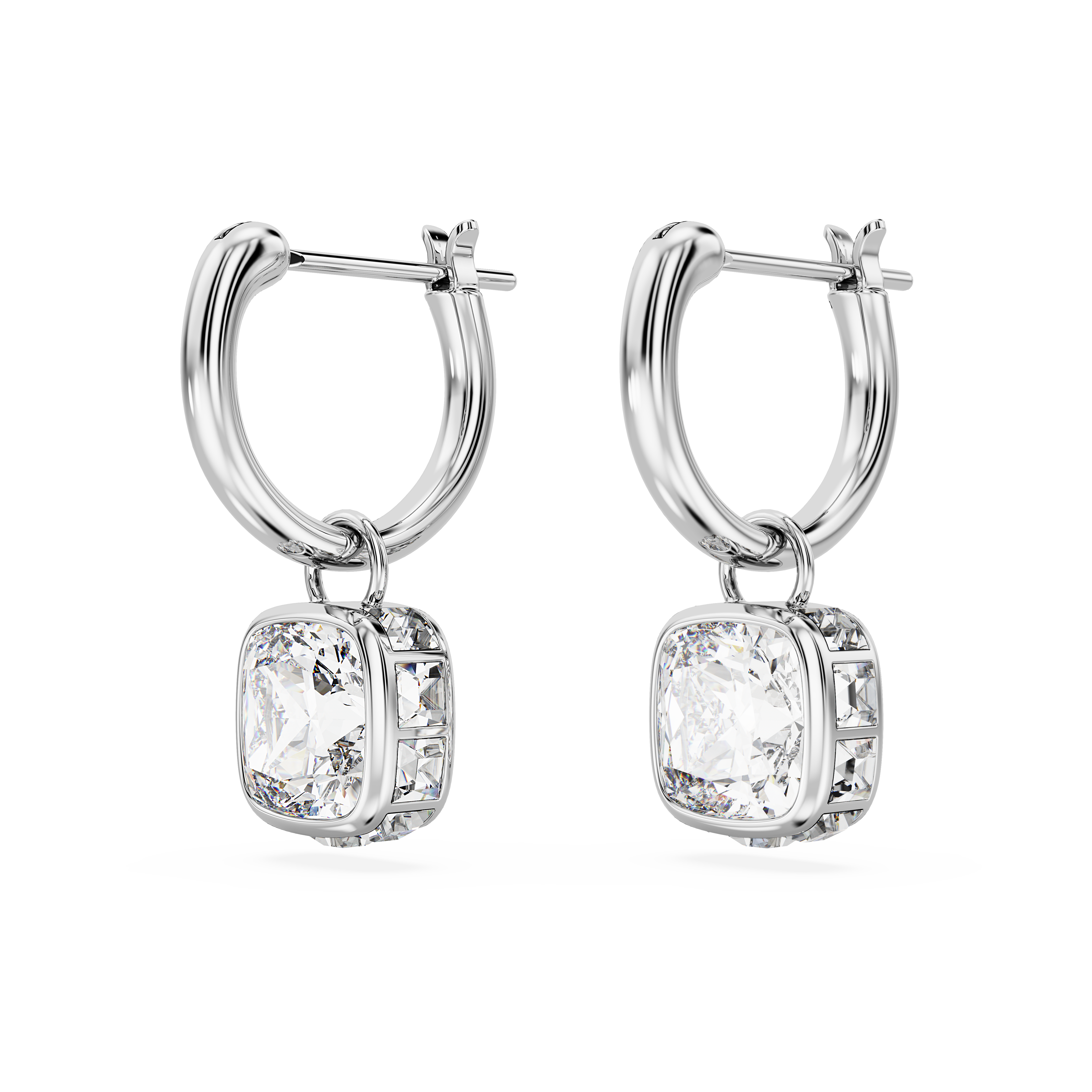 SWAROVSKI STILLA DROP EARRINGS, SQUARE CUT, WHITE, RHODIUM PLATED 5662919