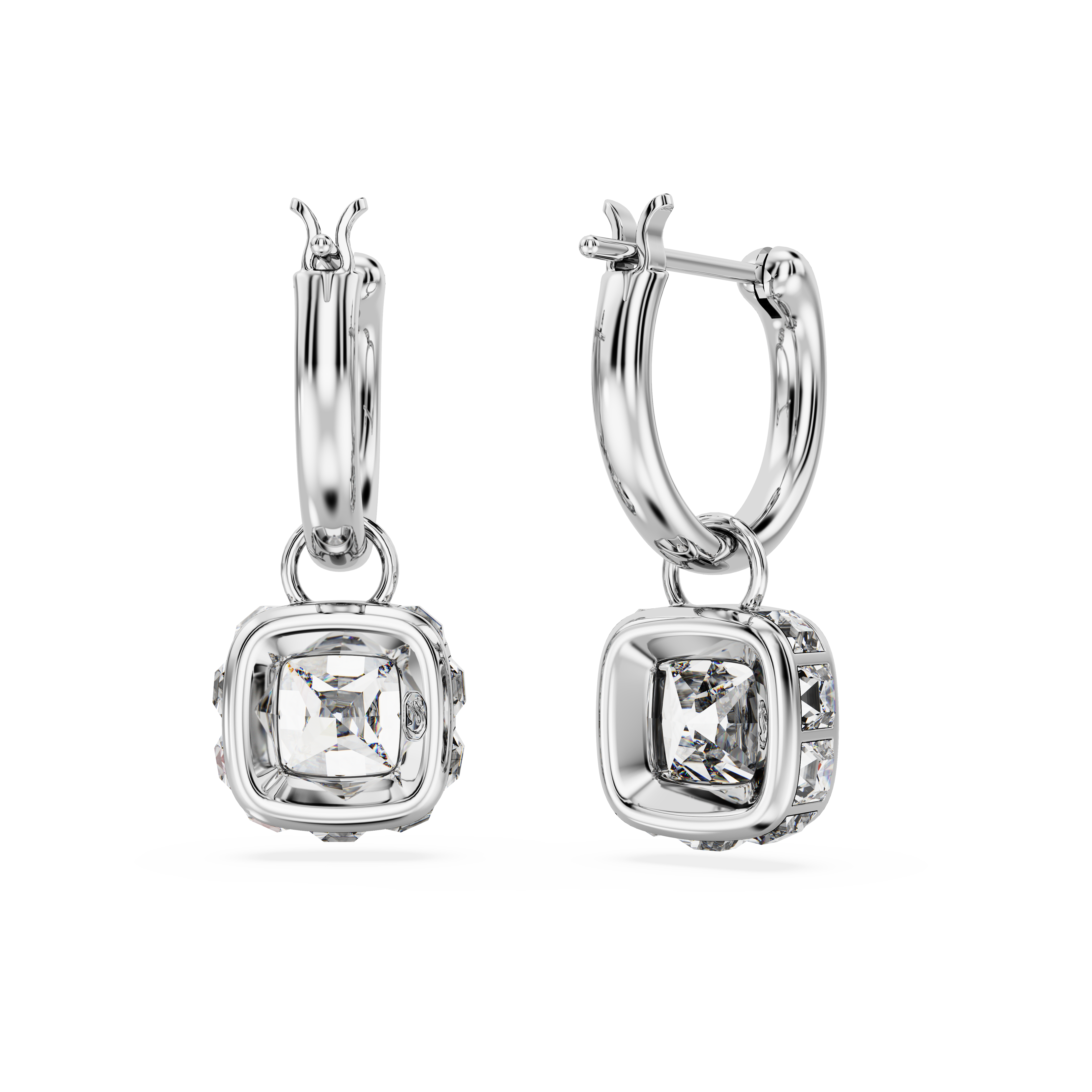 SWAROVSKI STILLA DROP EARRINGS, SQUARE CUT, WHITE, RHODIUM PLATED 5662919