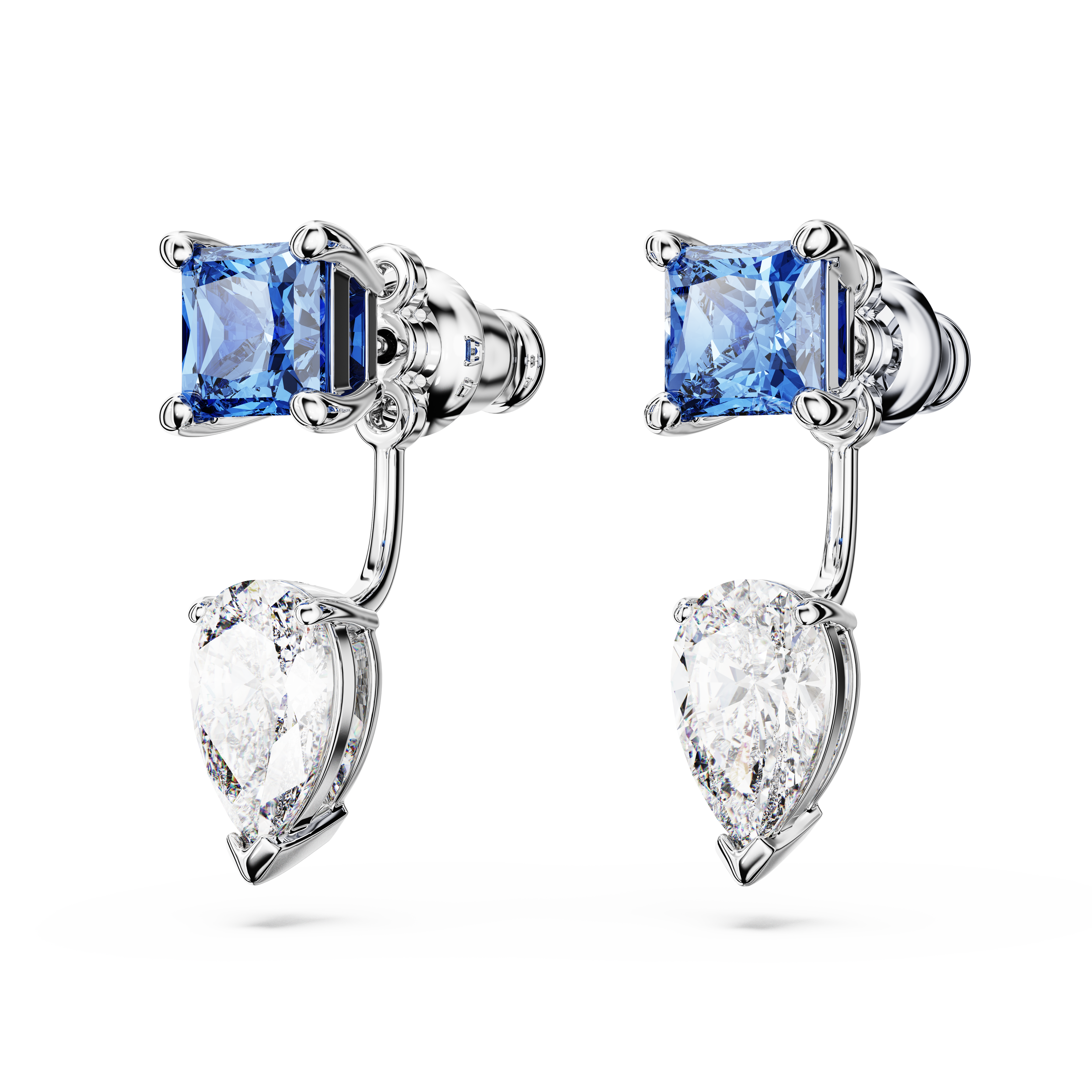 SWAROVSKI MESMERA EARRING JACKETS, MIXED CUTS, DETACHABLE, BLUE, RHODIUM PLATED 5665767