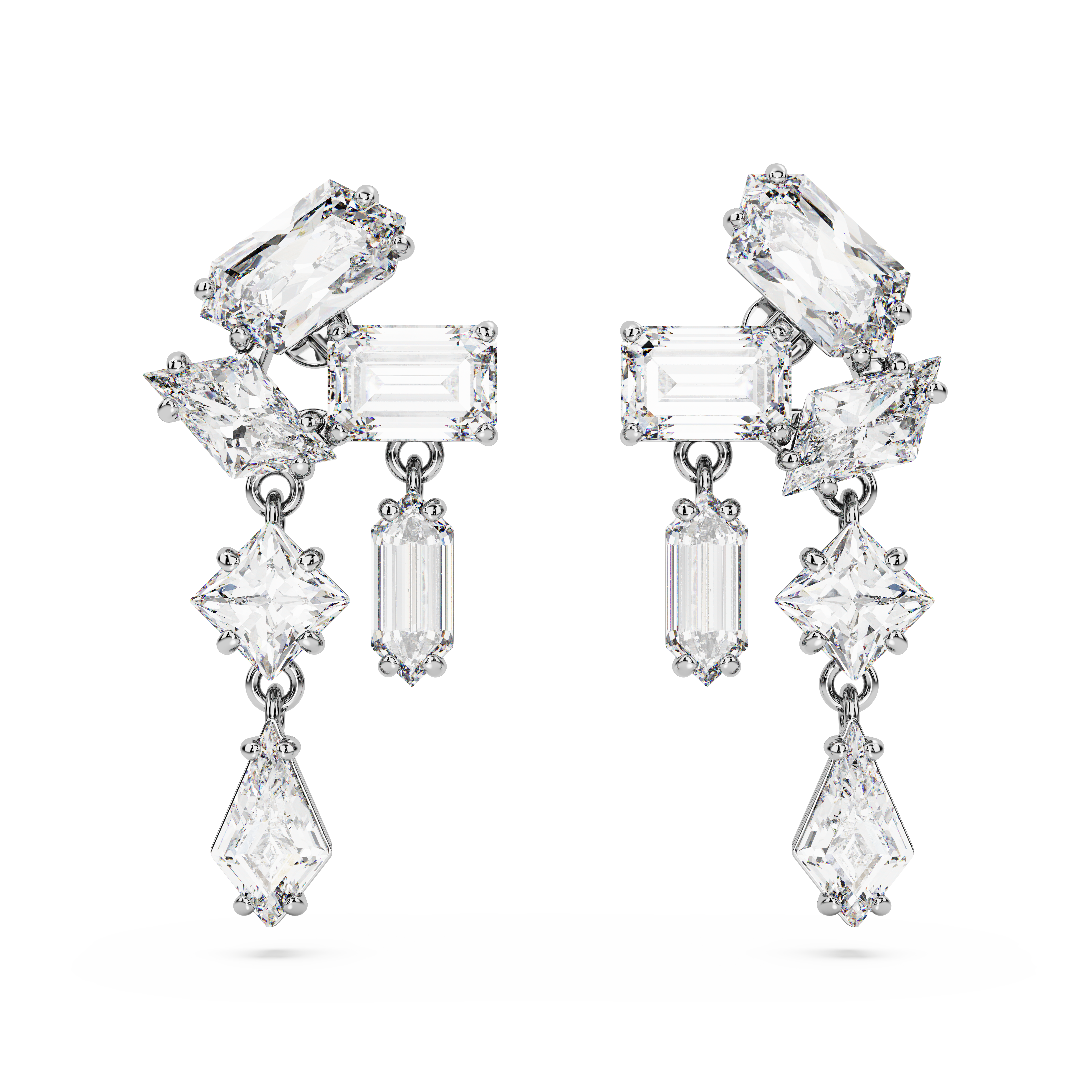 Swarovski Mesmera drop earrings, Mixed cuts, White, Rhodium plated 5665825