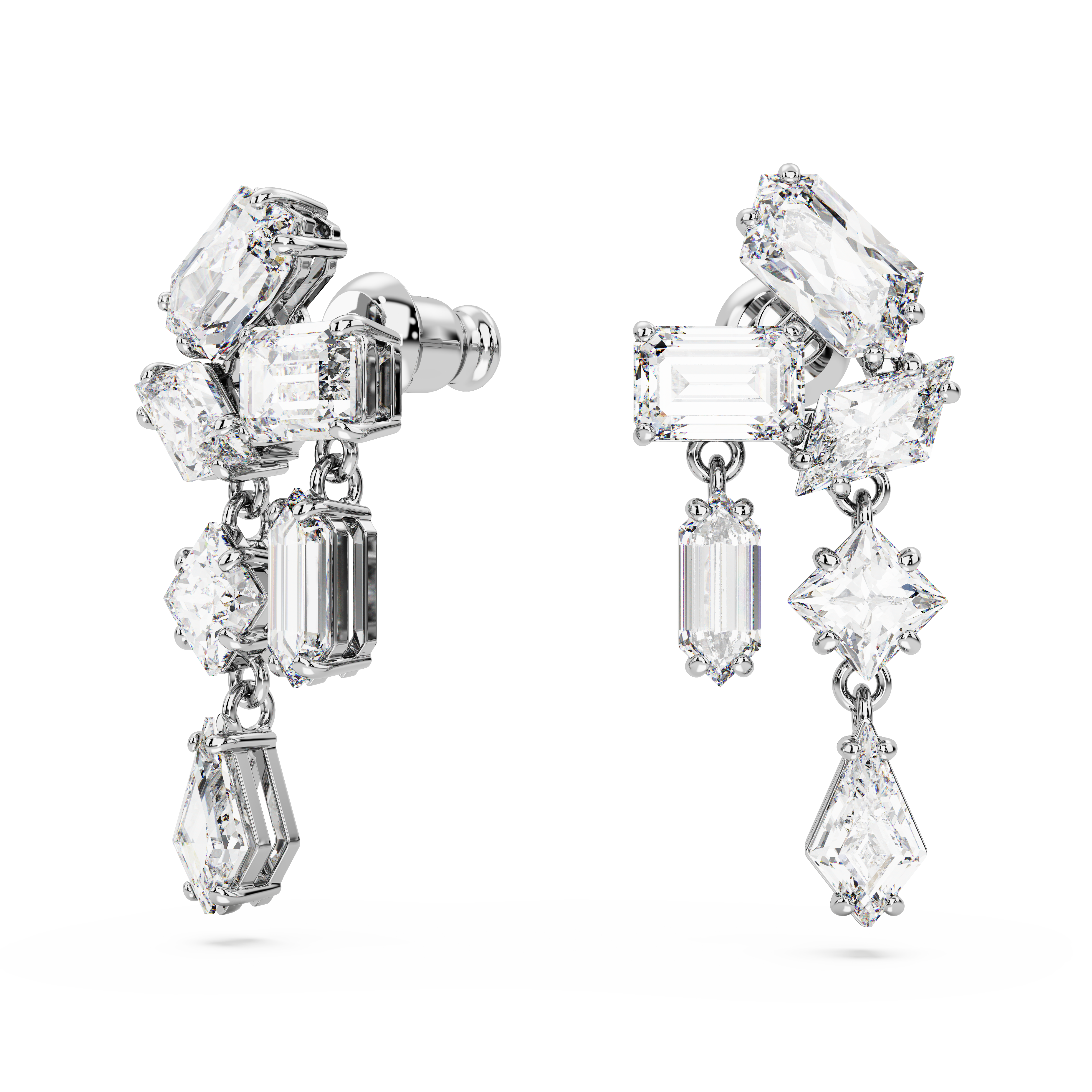 Swarovski Mesmera drop earrings, Mixed cuts, White, Rhodium plated 5665825