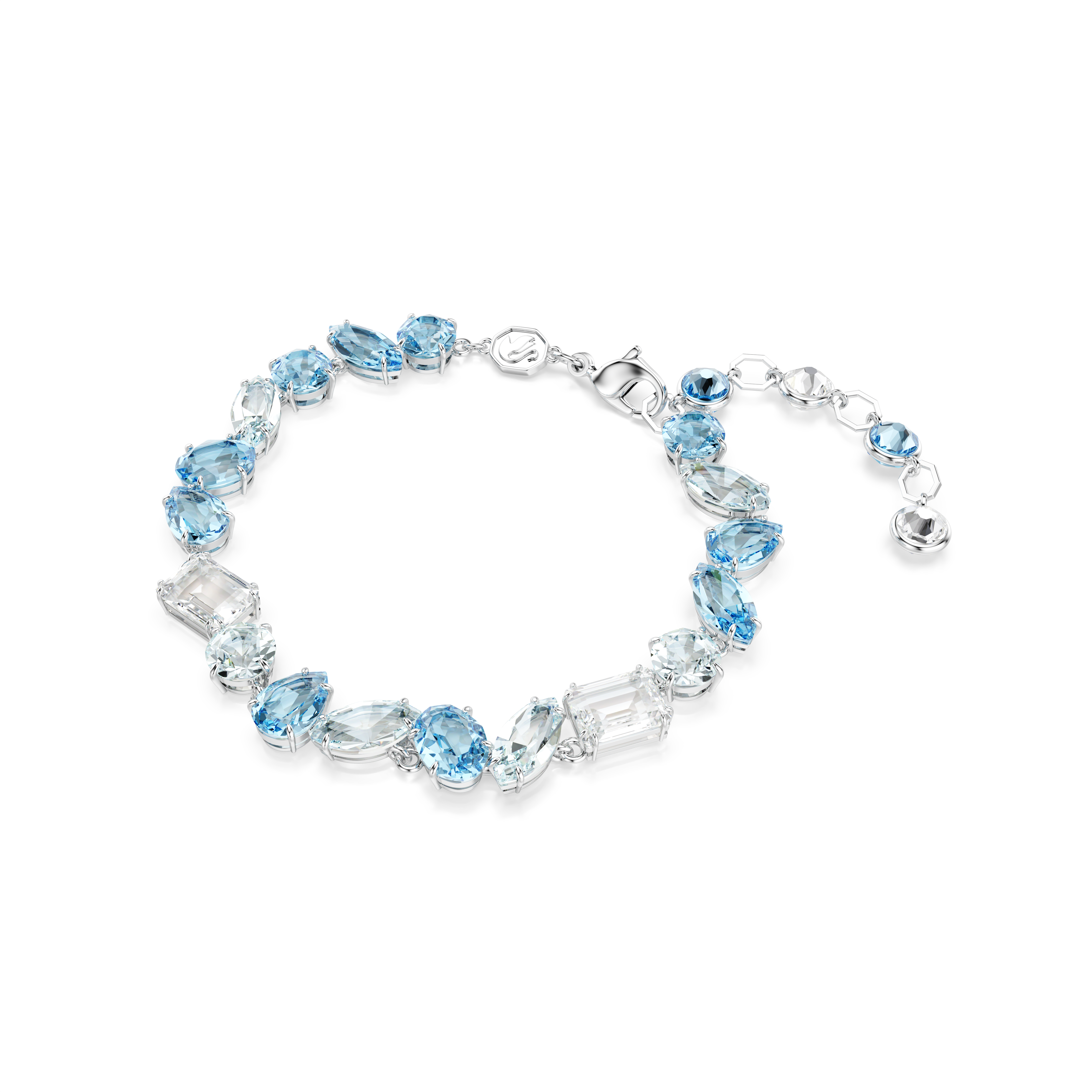 Swarovski Gema bracelet, Mixed cuts, Blue, Rhodium plated 5666018