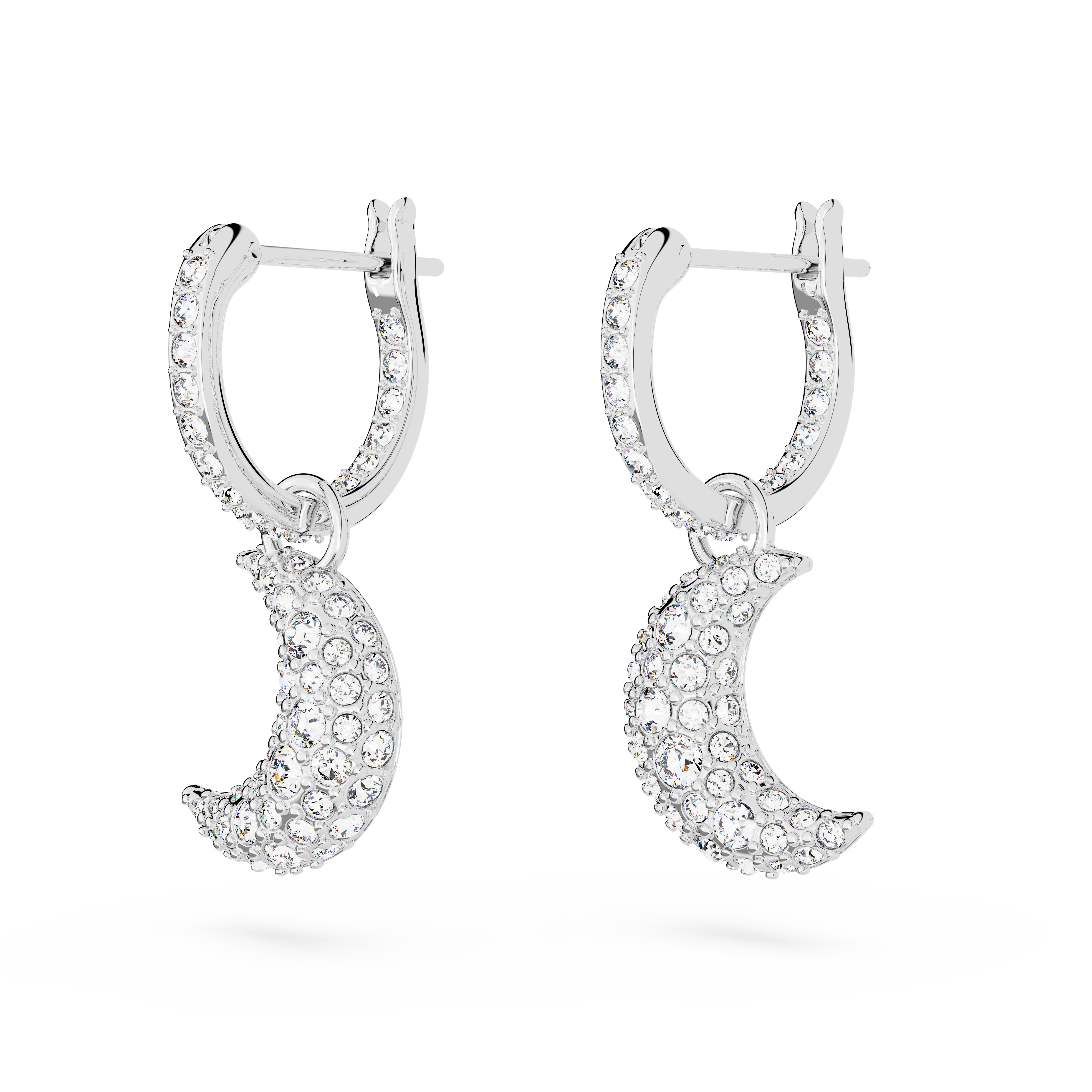 SWAROVSKI LUNA DROP EARRINGS, MOON, WHITE, RHODIUM PLATED 5666157