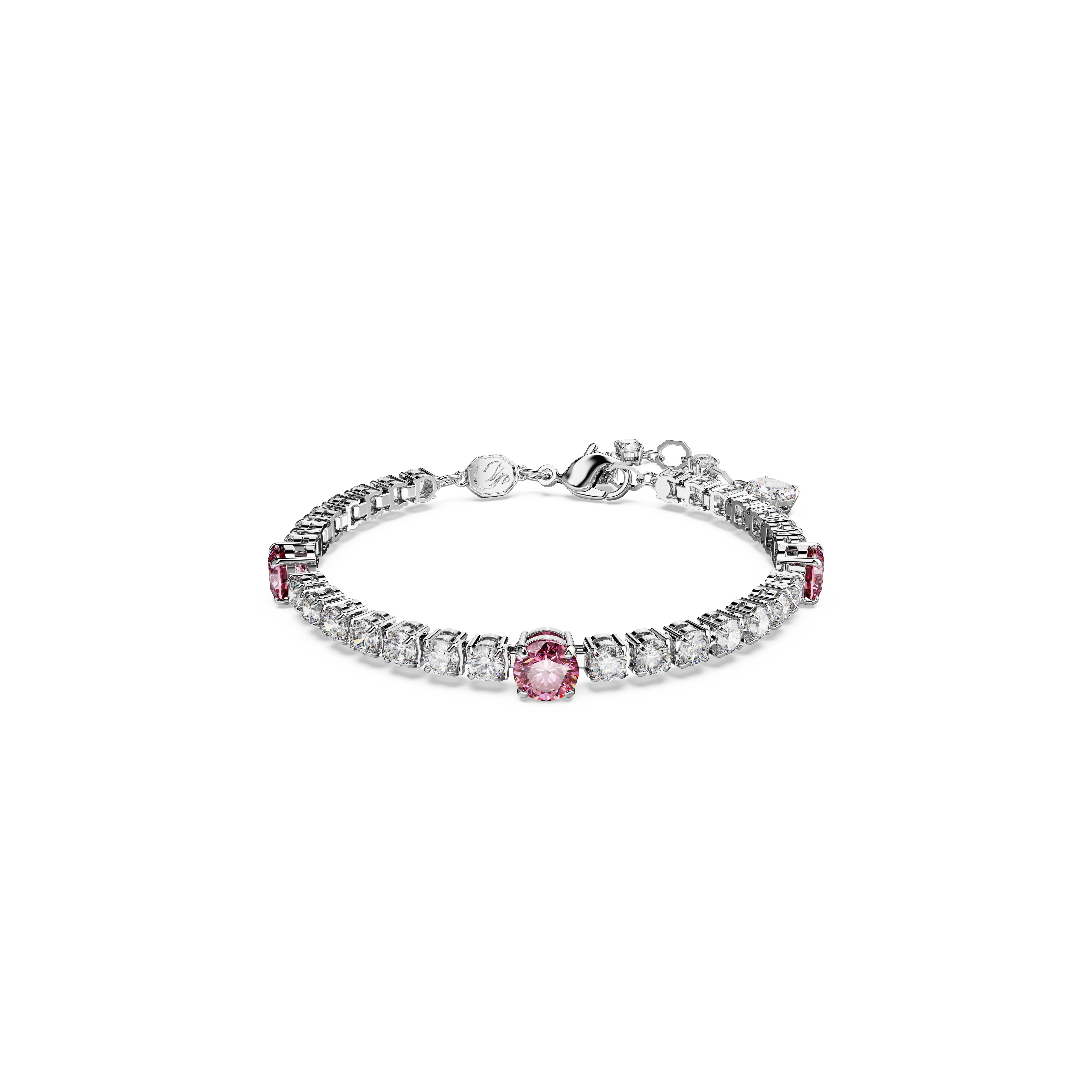 SWAROVSKI MATRIX TENNIS BRACELET, MIXED CUTS, PINK, RHODIUM PLATED 5666421