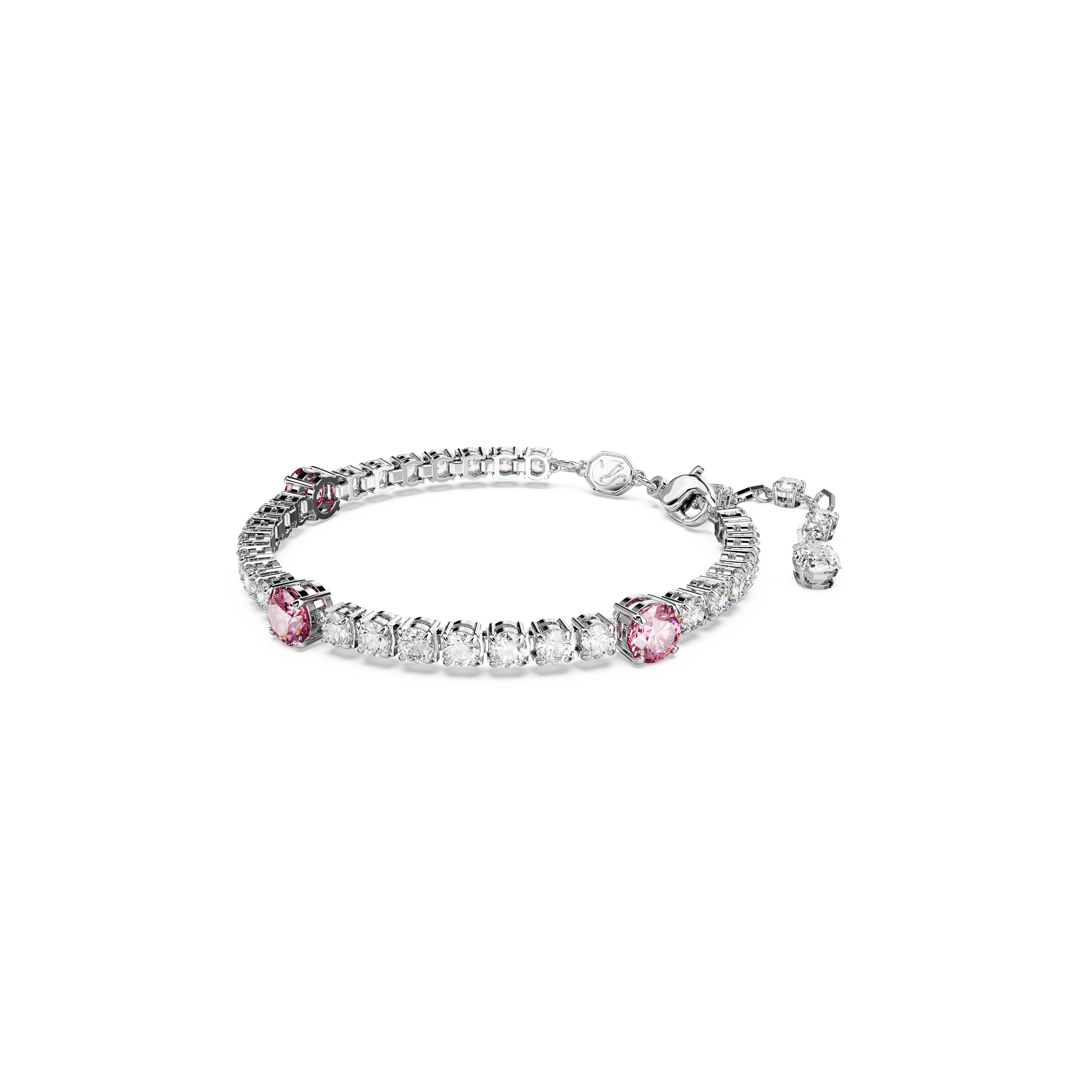 SWAROVSKI MATRIX TENNIS BRACELET, MIXED CUTS, PINK, RHODIUM PLATED 5666421