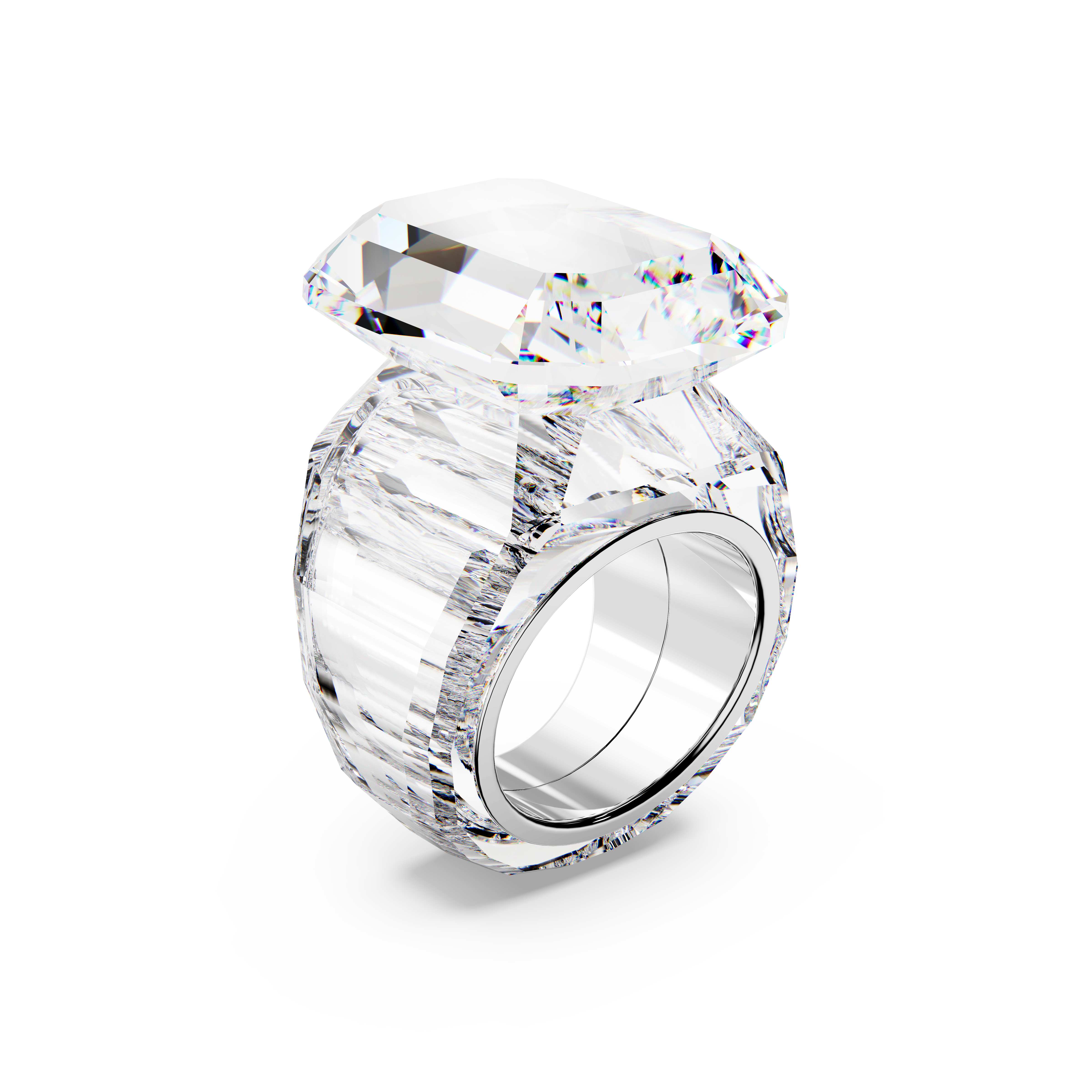 Swarovski Lucent cocktail ring, Octagon cut, White 5666588