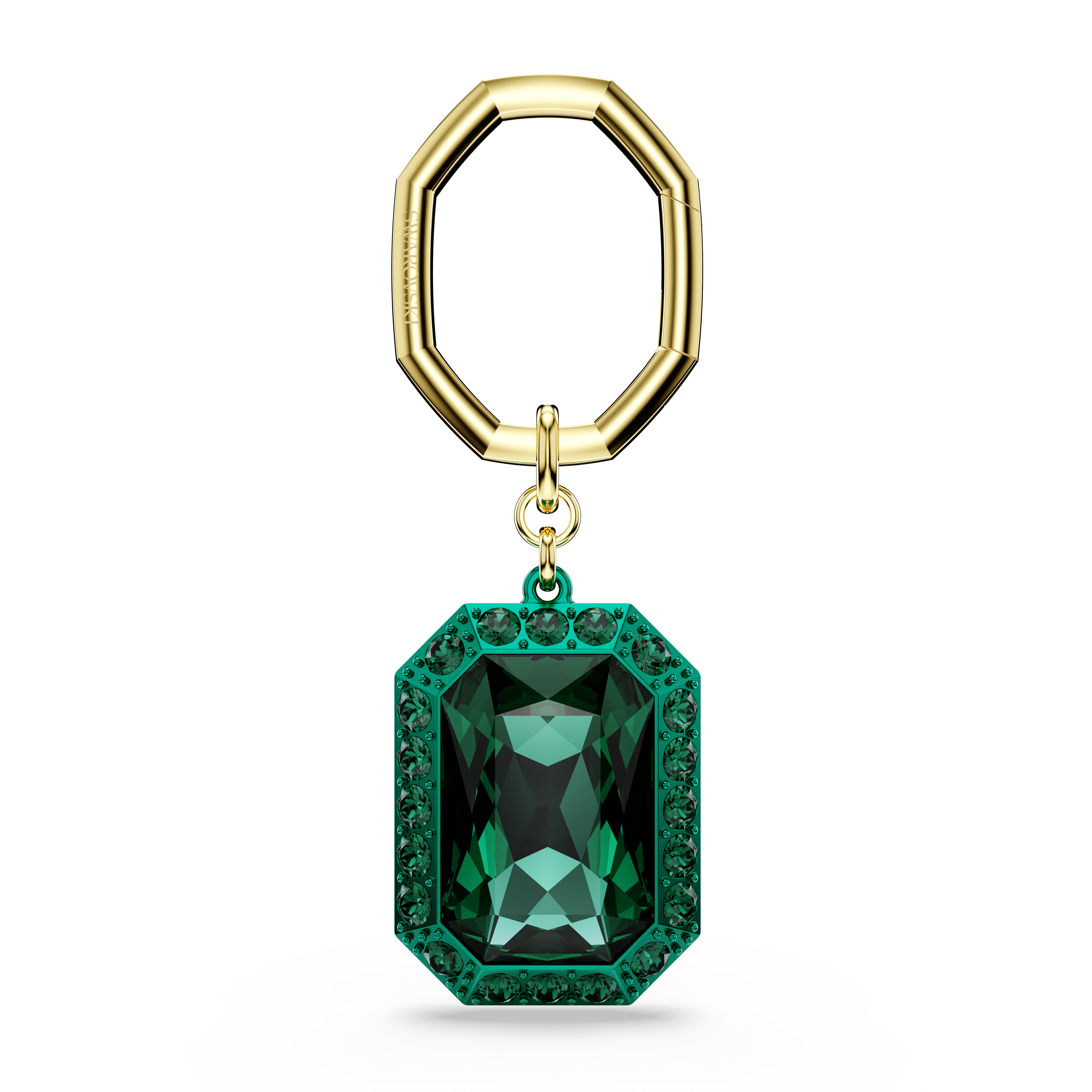 Swarovski Key ring, Octagon cut, Green, Mixed metal finish 5666643