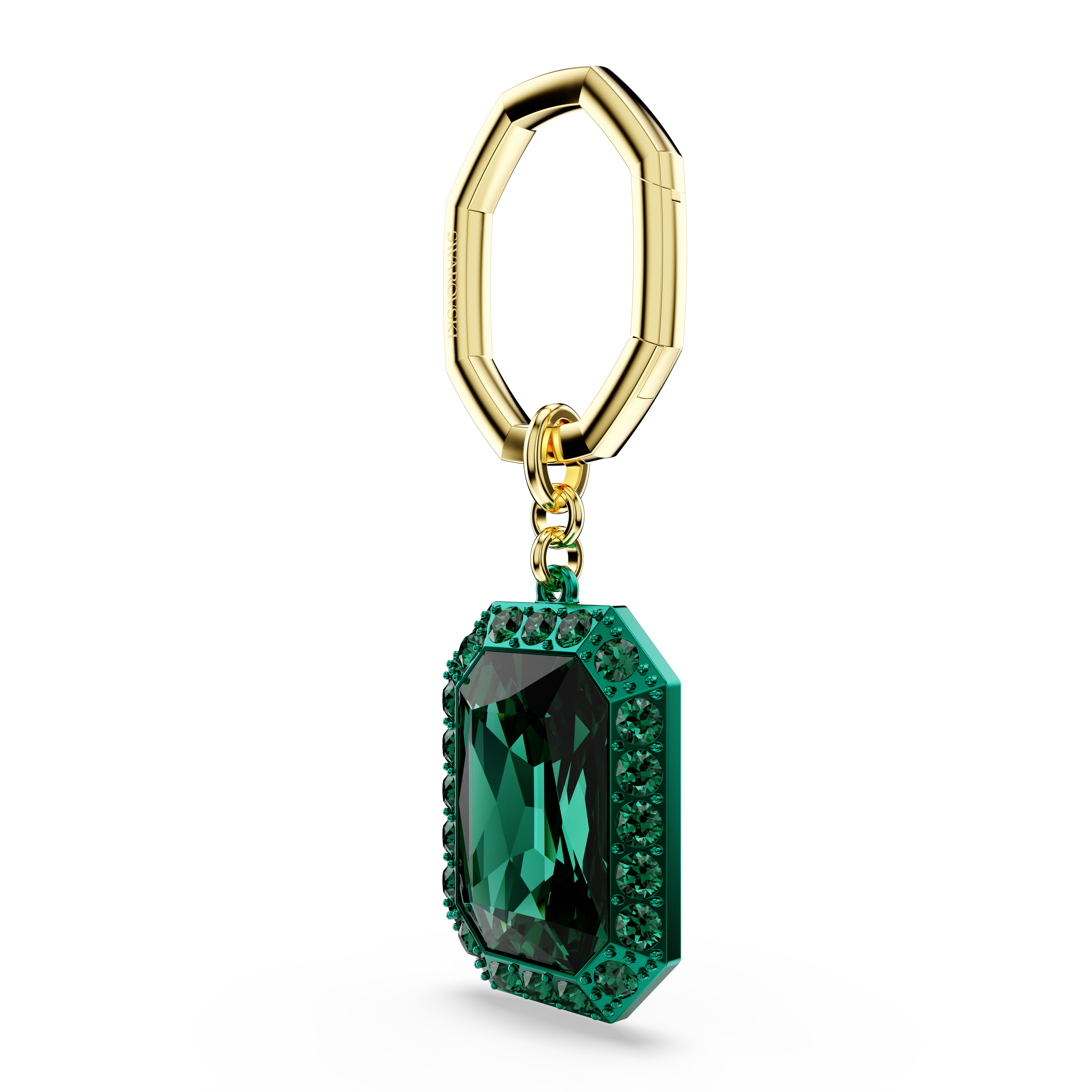 Swarovski Key ring, Octagon cut, Green, Mixed metal finish 5666643