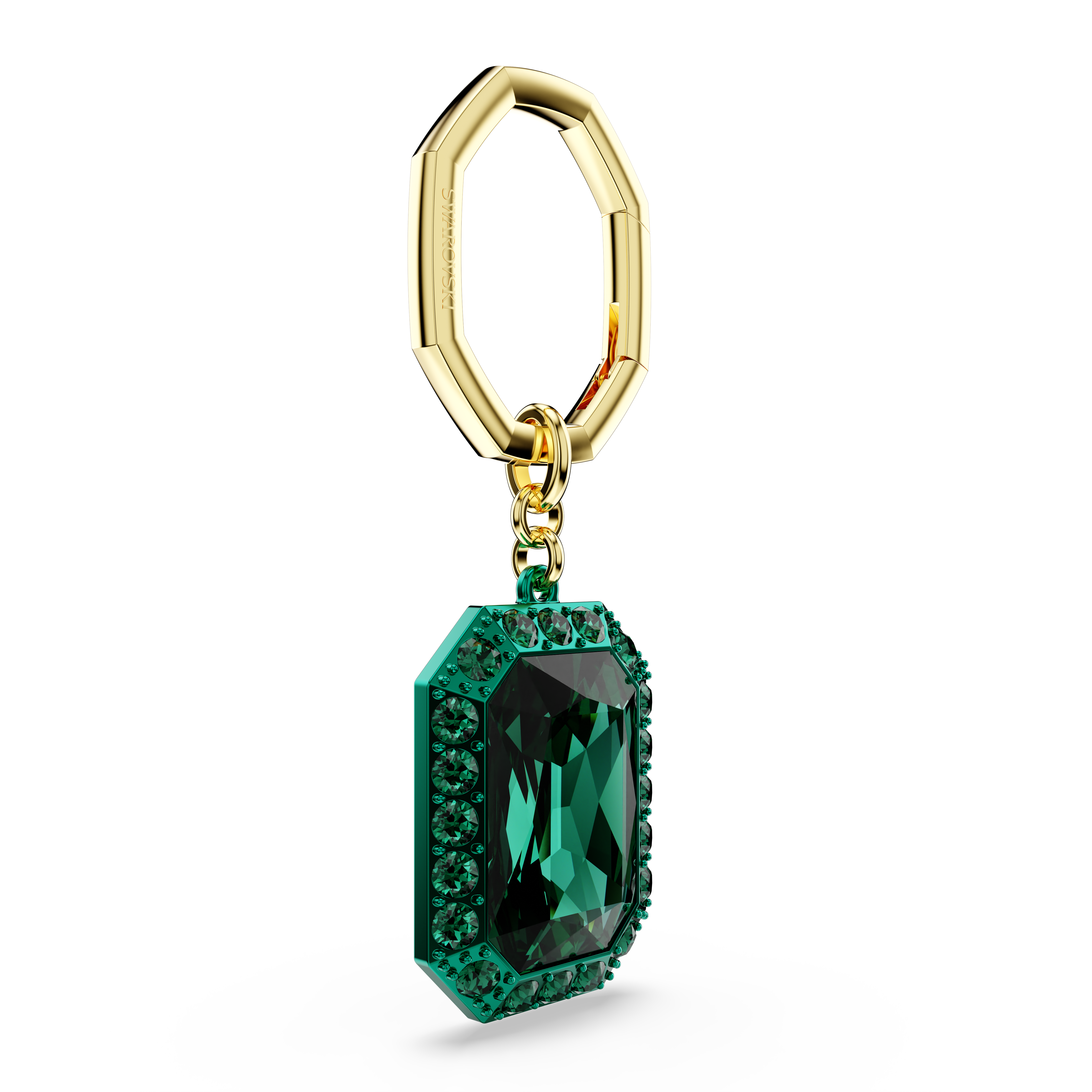 Swarovski Key ring, Octagon cut, Green, Mixed metal finish 5666643