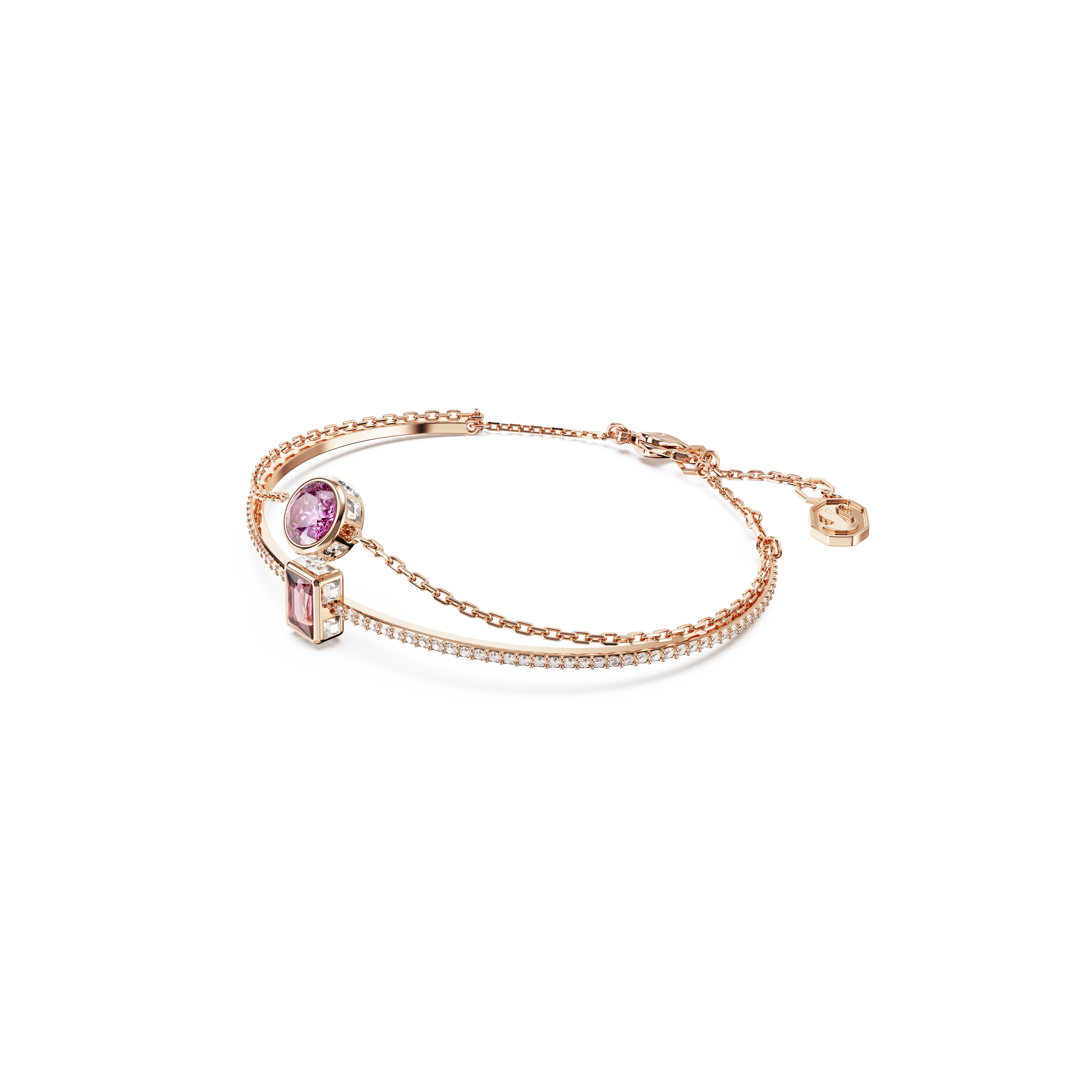 SWAROVSKI STILLA BANGLE, MIXED CUTS, PINK, ROSE GOLD-TONE PLATED 5668243