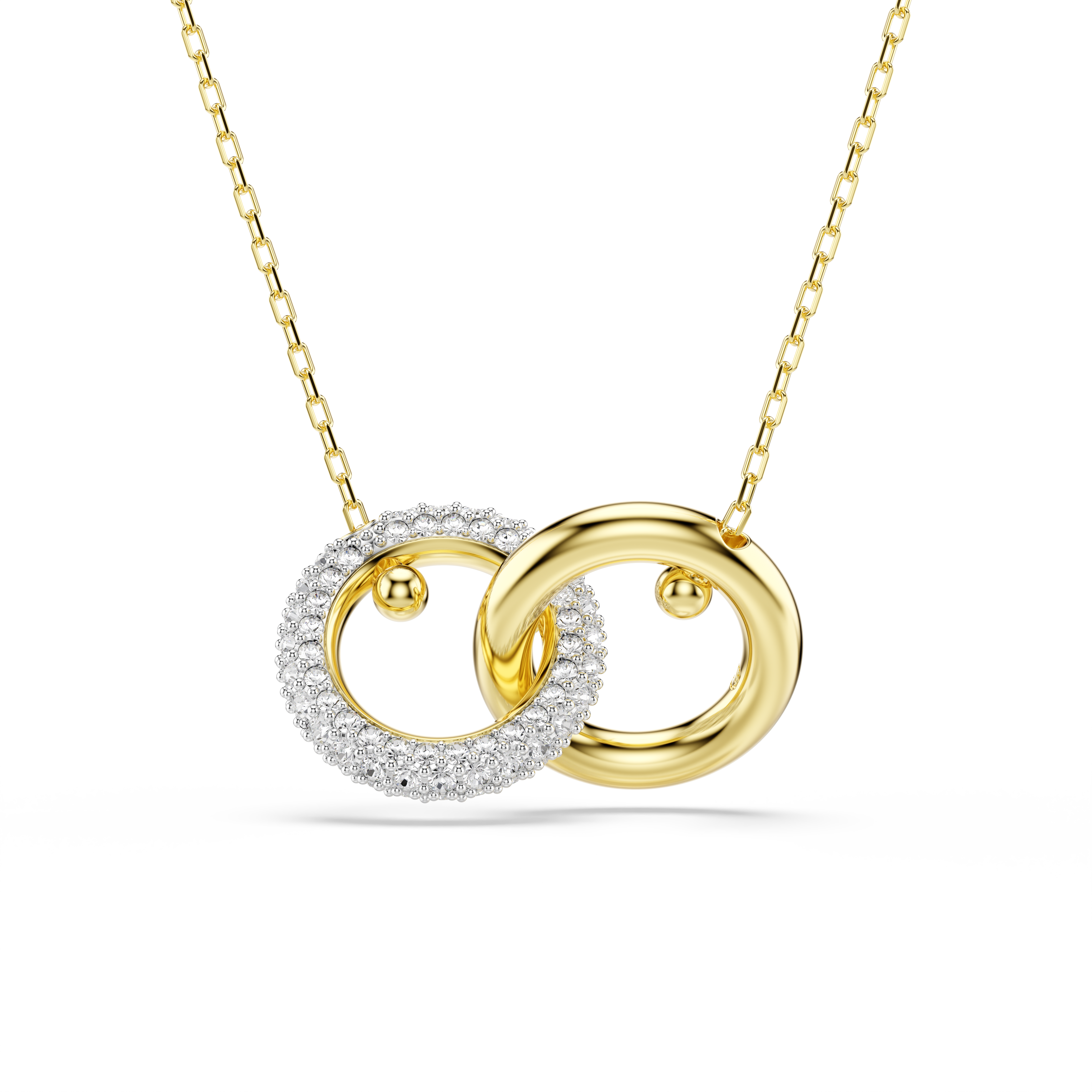 Swarovski Dextera pendant, Interlocking loop, White, Gold-tone plated 5668820