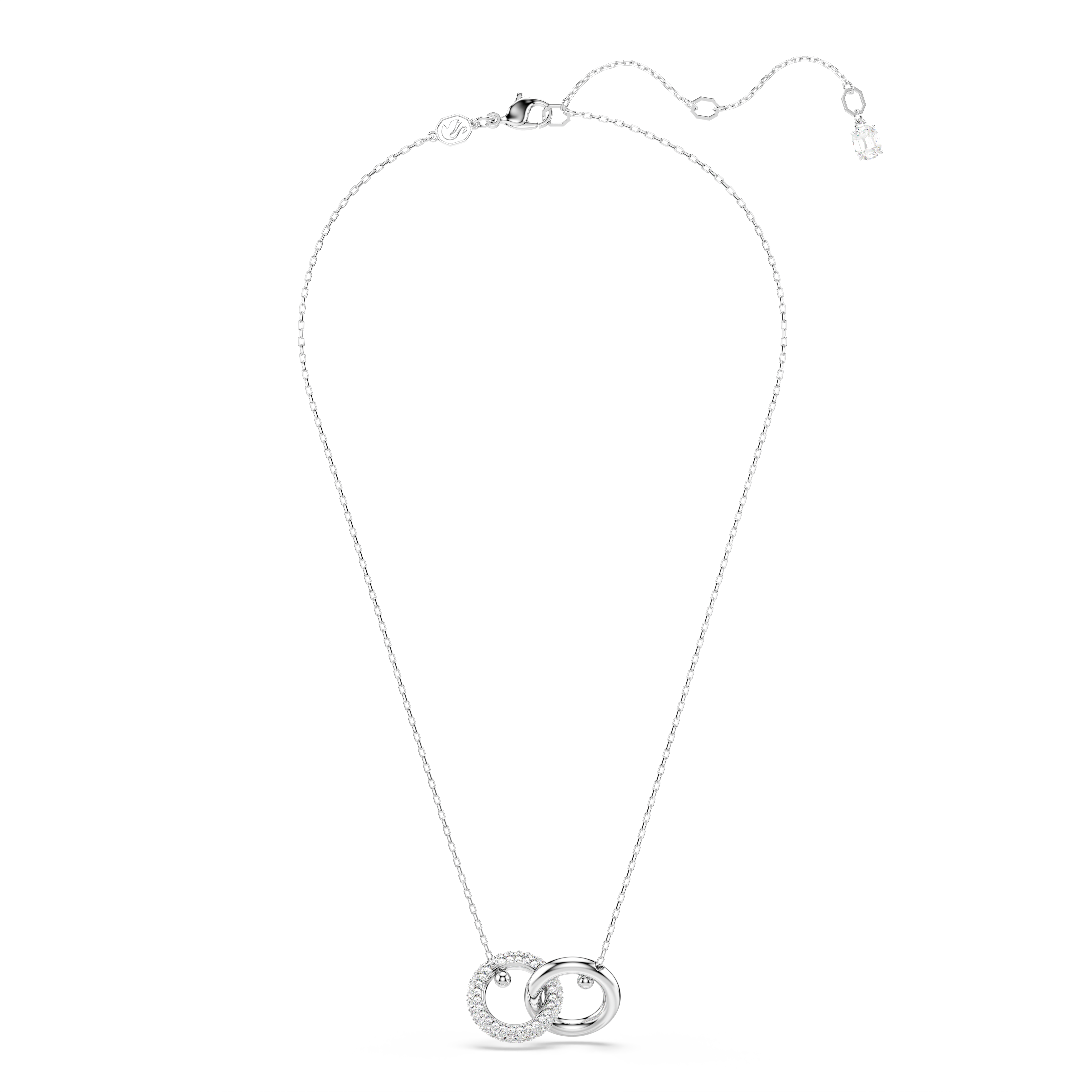 Swarovski Dextera pendant, Interlocking loop, White, Rhodium plated 5670251