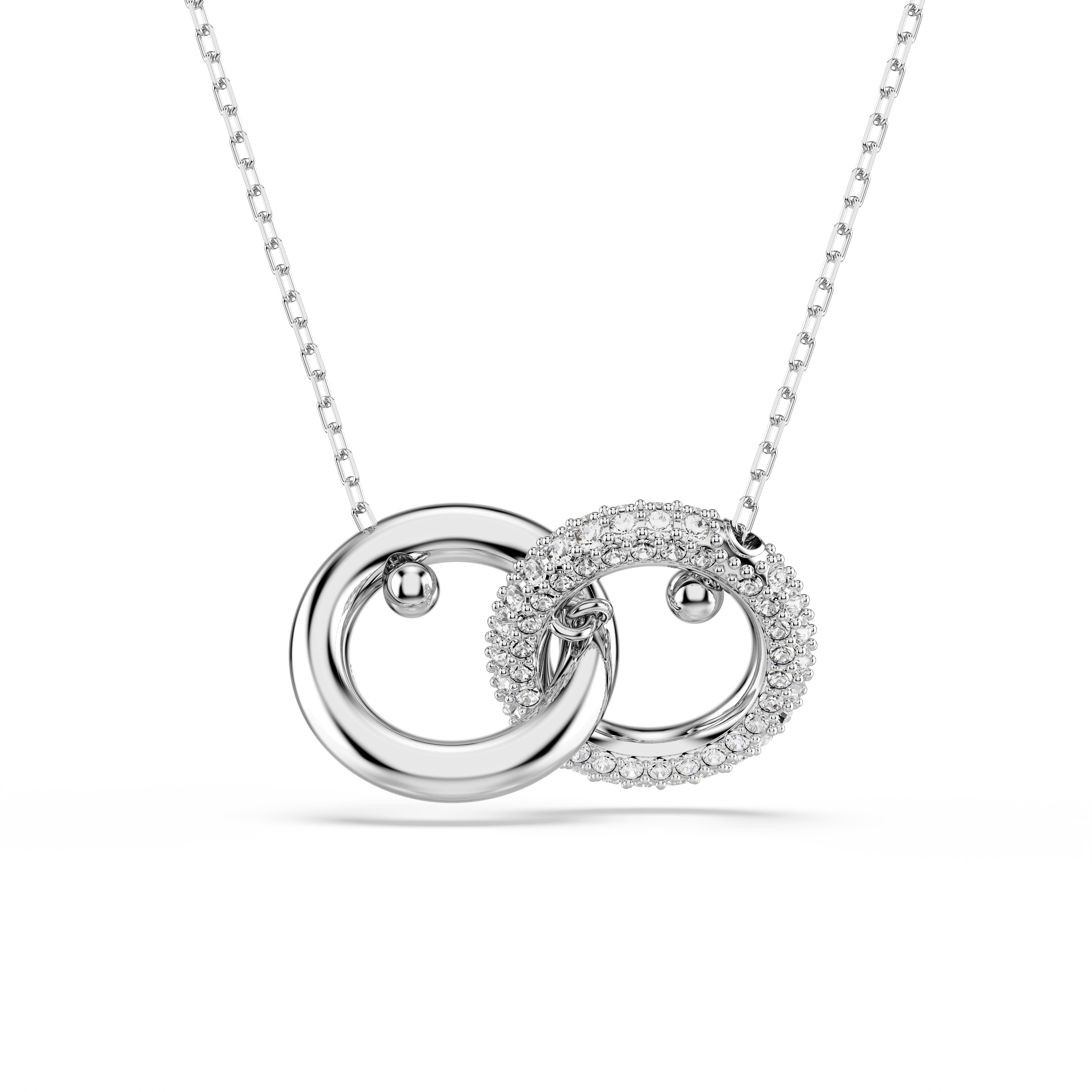 Swarovski Dextera pendant, Interlocking loop, White, Rhodium plated 5670251