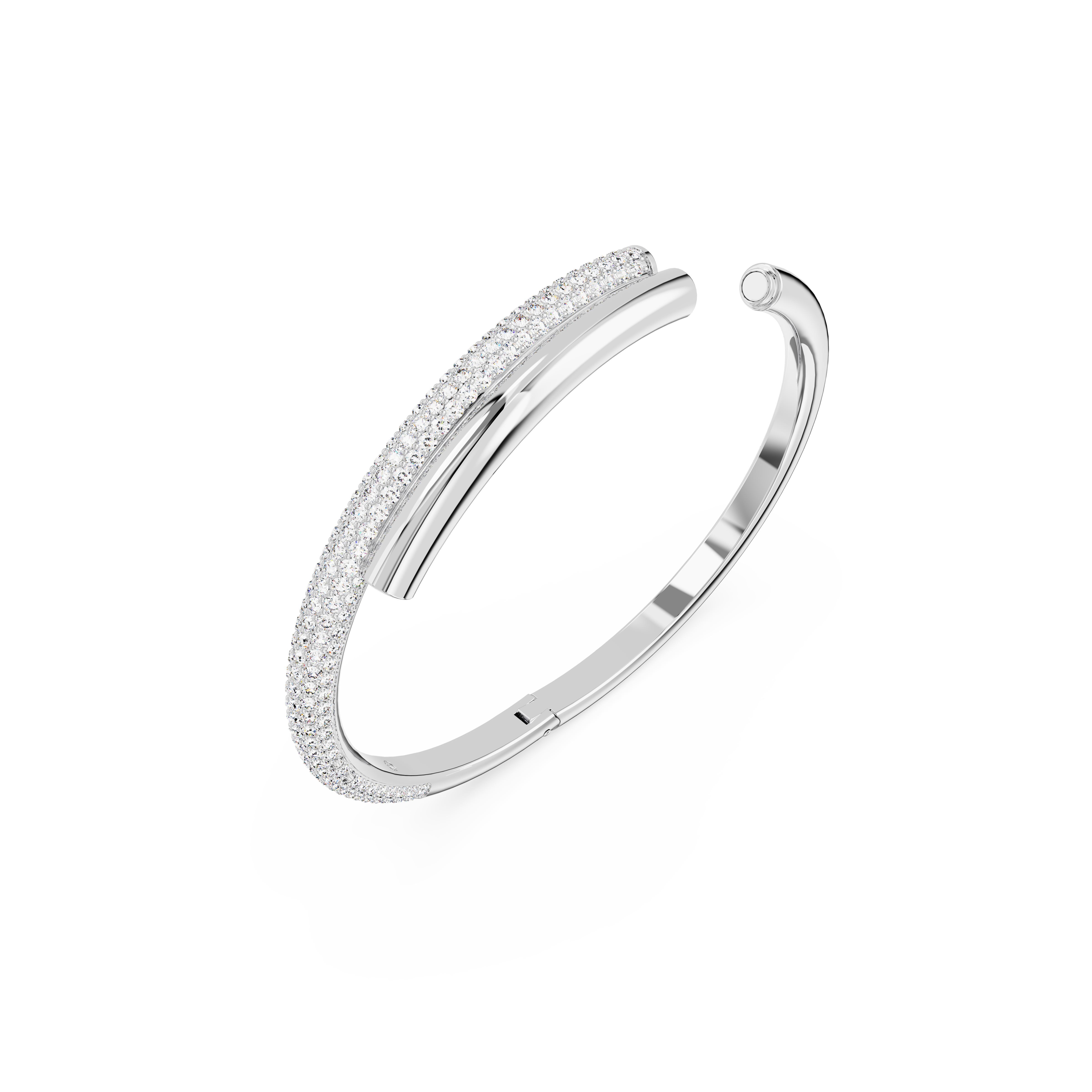 SWAROVSKI DEXTERA BANGLE, MAGNETIC CLOSURE, WHITE, RHODIUM PLATED