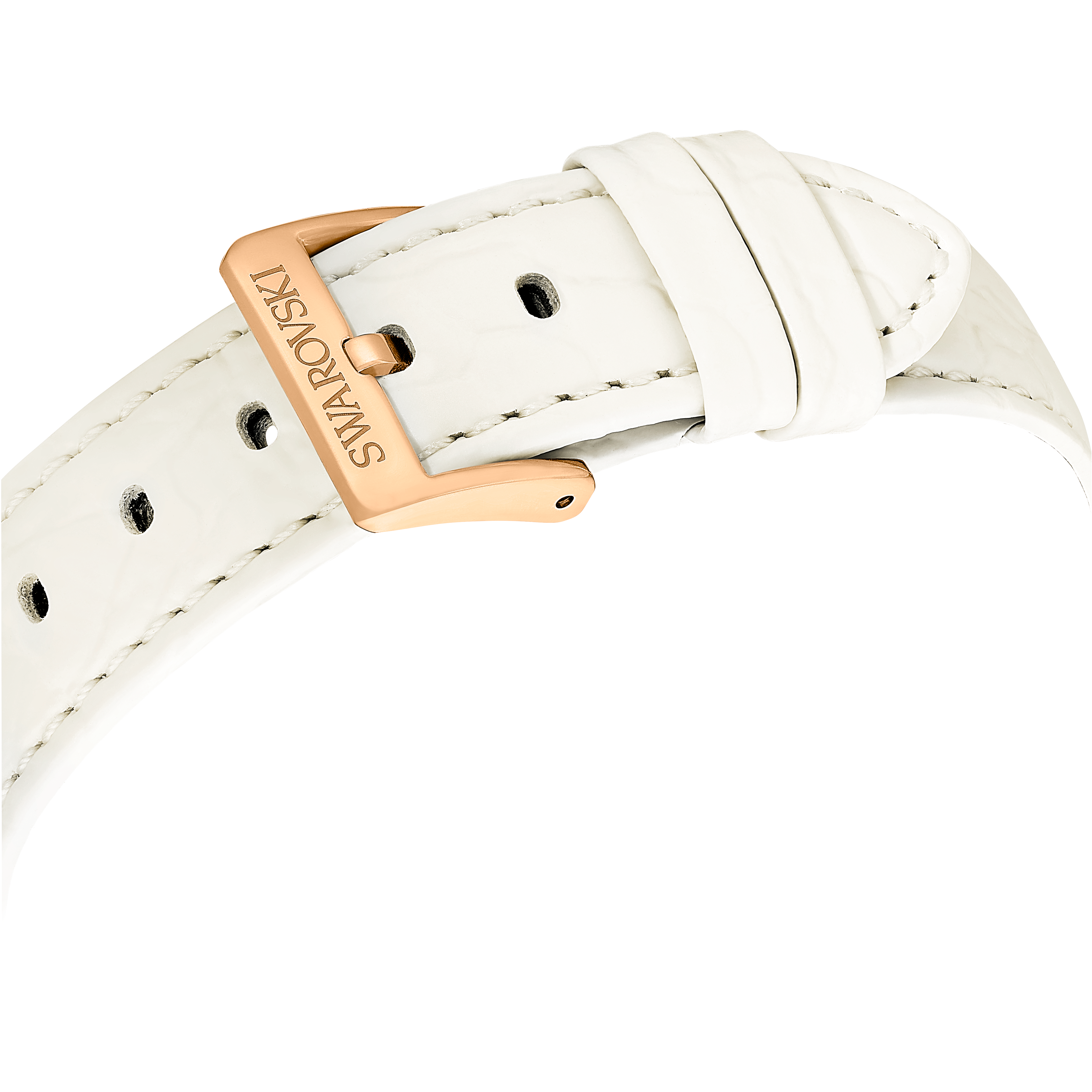 Swarovski Octea chrono watch, Swiss Made, Leather strap, White, Rose gold-tone finish 5671150