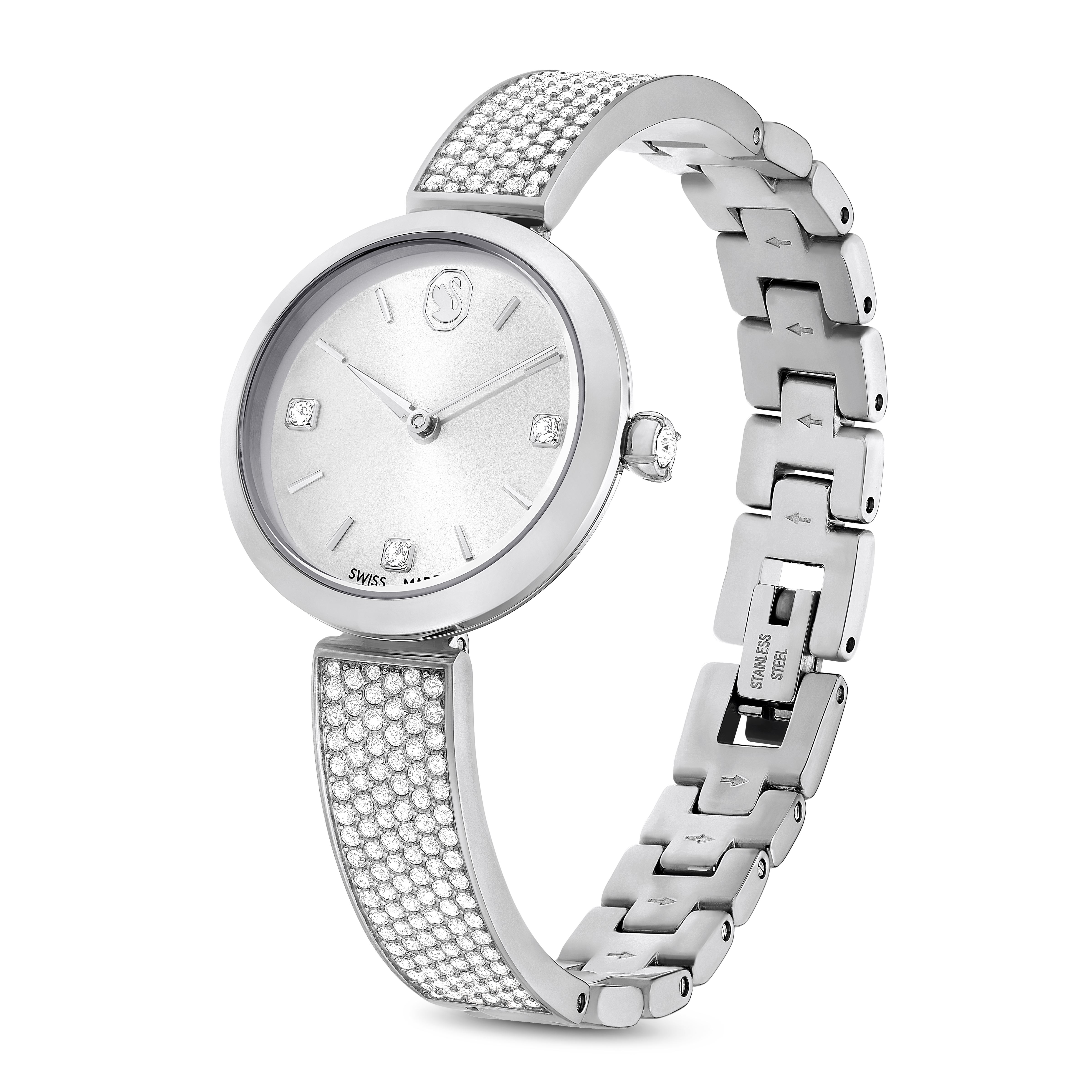 Swarovski Illumina watch, Swiss Made, Metal bracelet, Silver tone, Stainless steel 5671205