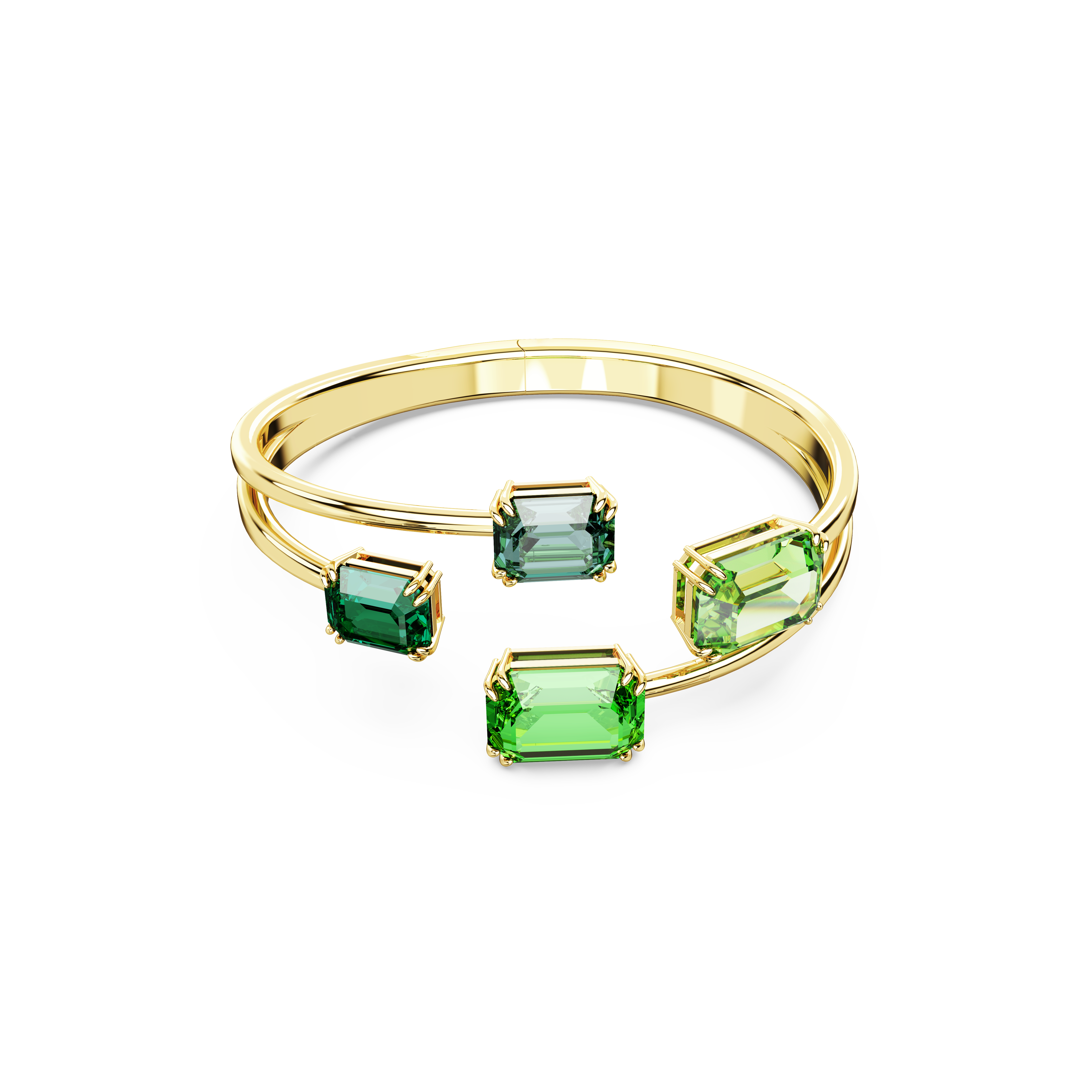 SWAROVSKI MILLENIA BANGLE, OCTAGON CUT, GREEN, GOLD-TONE PLATED