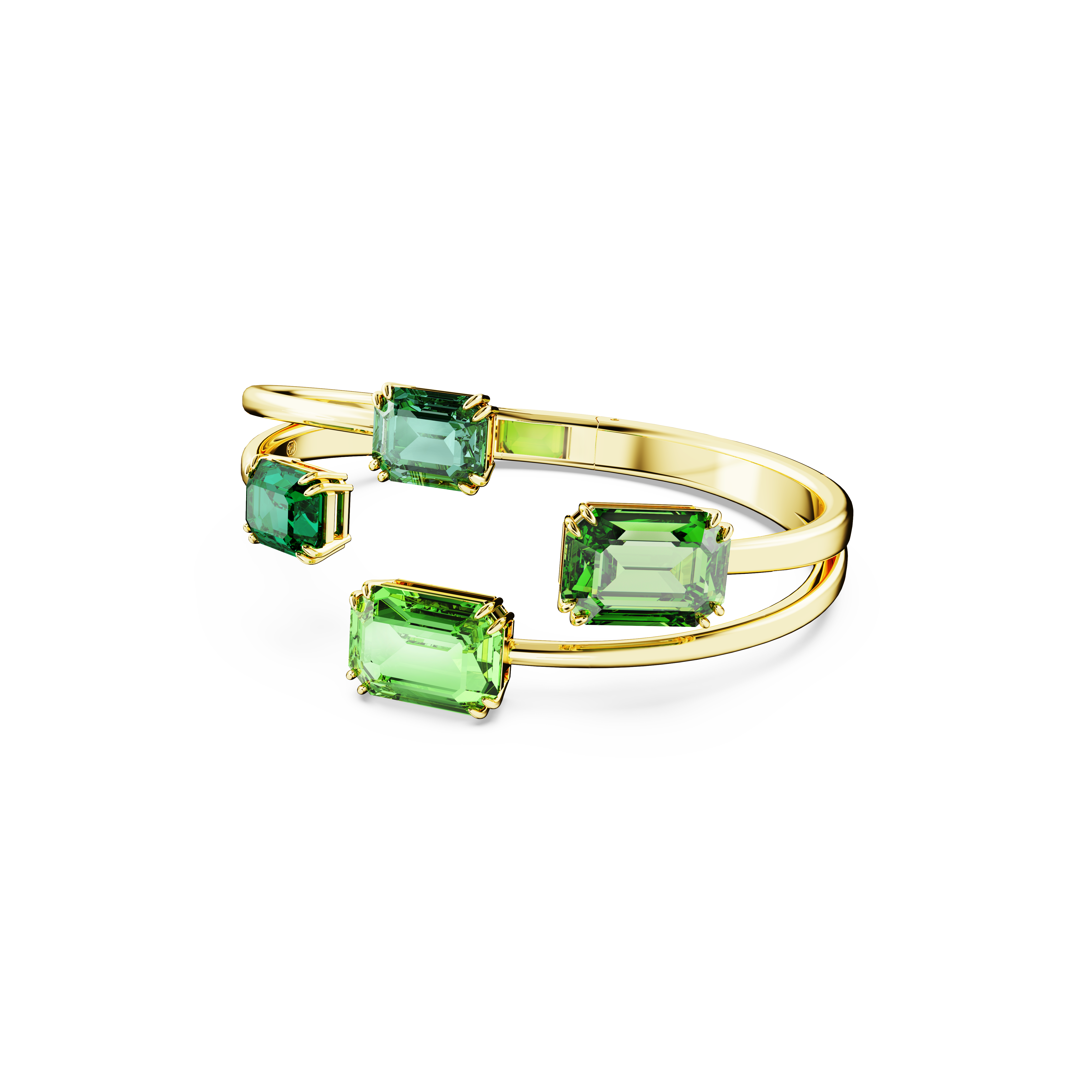 SWAROVSKI MILLENIA BANGLE, OCTAGON CUT, GREEN, GOLD-TONE PLATED