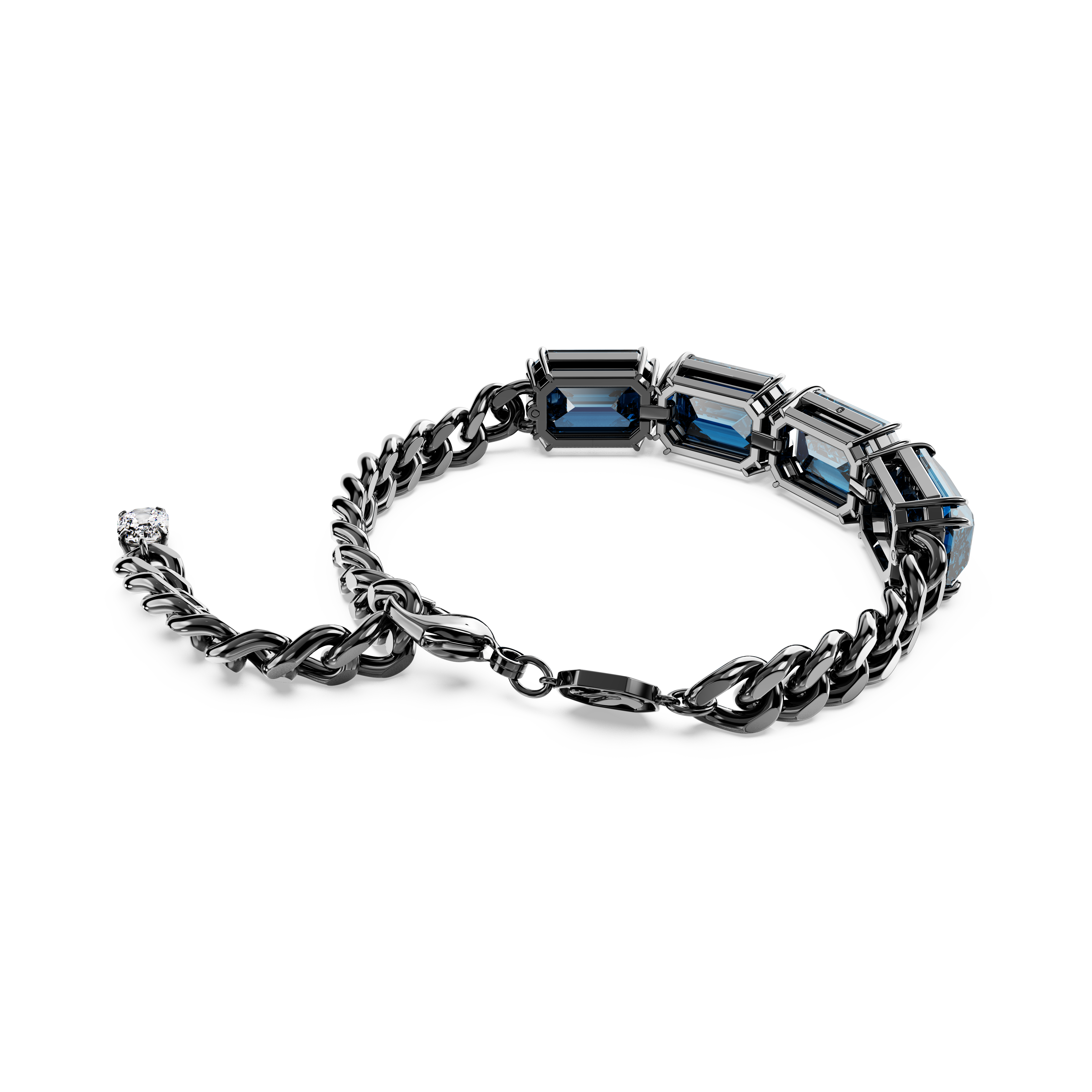 SWAROVSKI MILLENIA BRACELET, OCTAGON CUT, BLUE, RUTHENIUM PLATED 5671250