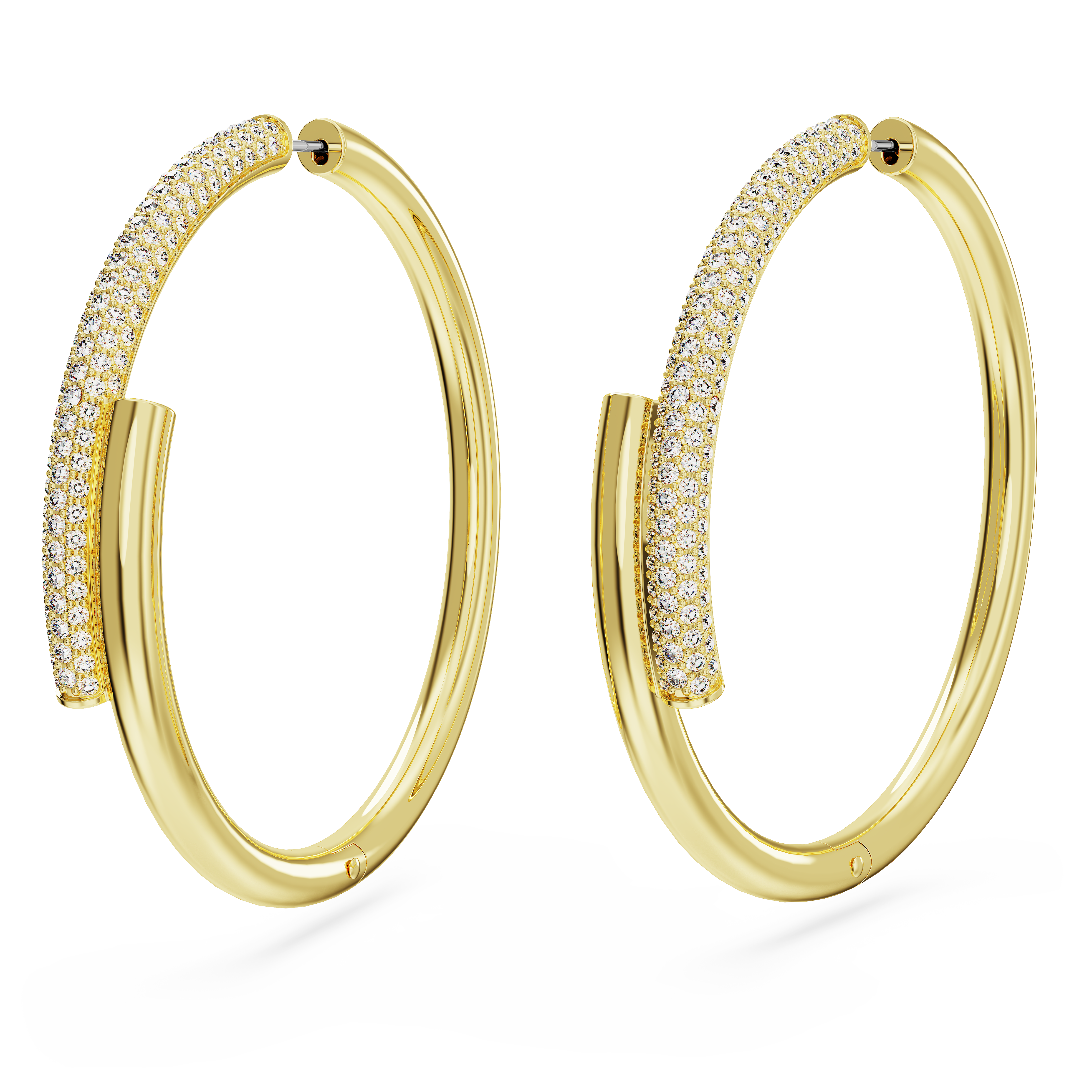 SWAROVSKI DEXTERA HOOP EARRINGS, WHITE, GOLD-TONE PLATED 5671808