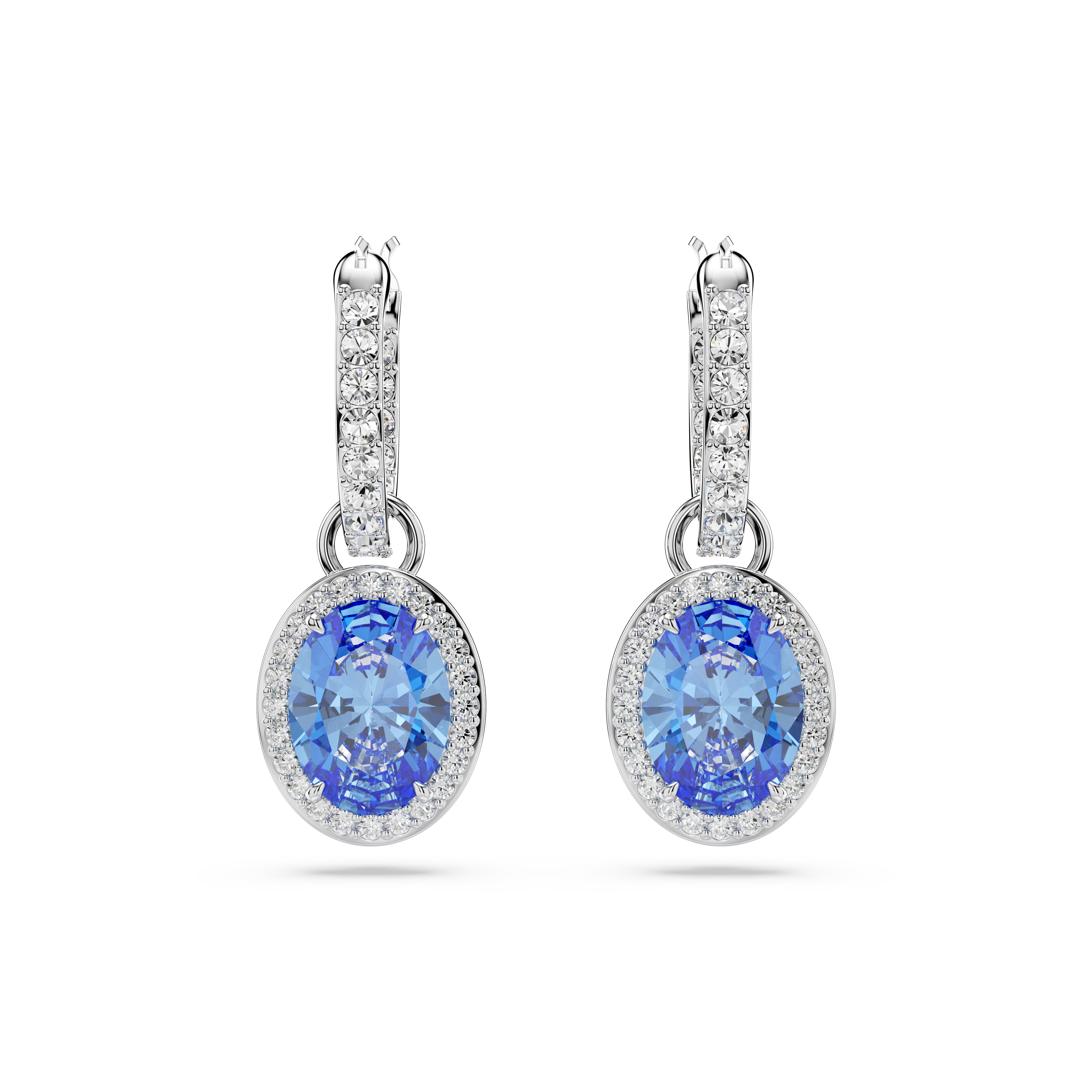 SWAROVSKI CONSTELLA DROP EARRINGS, OVAL CUT, BLUE, RHODIUM PLATED 5671817