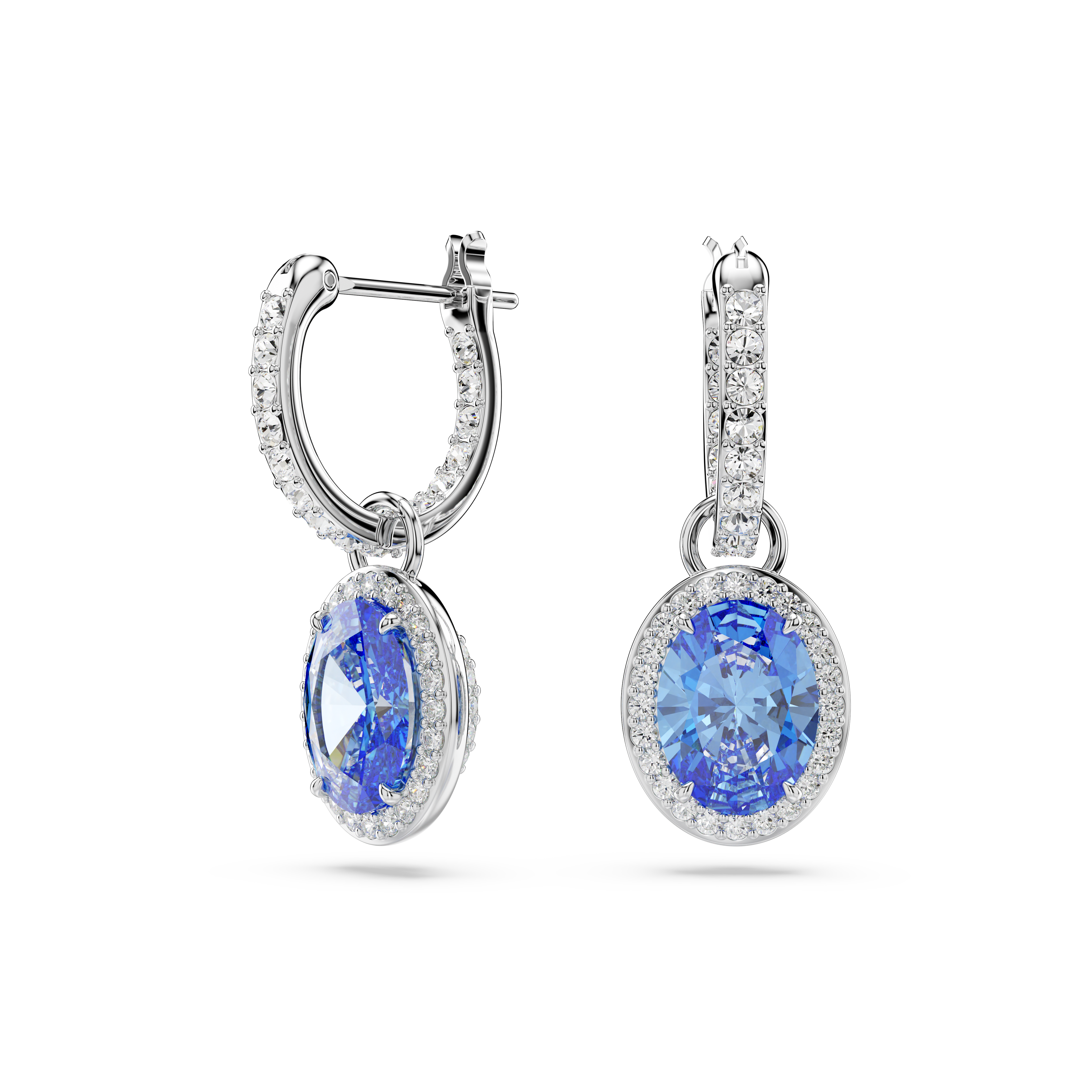 SWAROVSKI CONSTELLA DROP EARRINGS, OVAL CUT, BLUE, RHODIUM PLATED 5671817