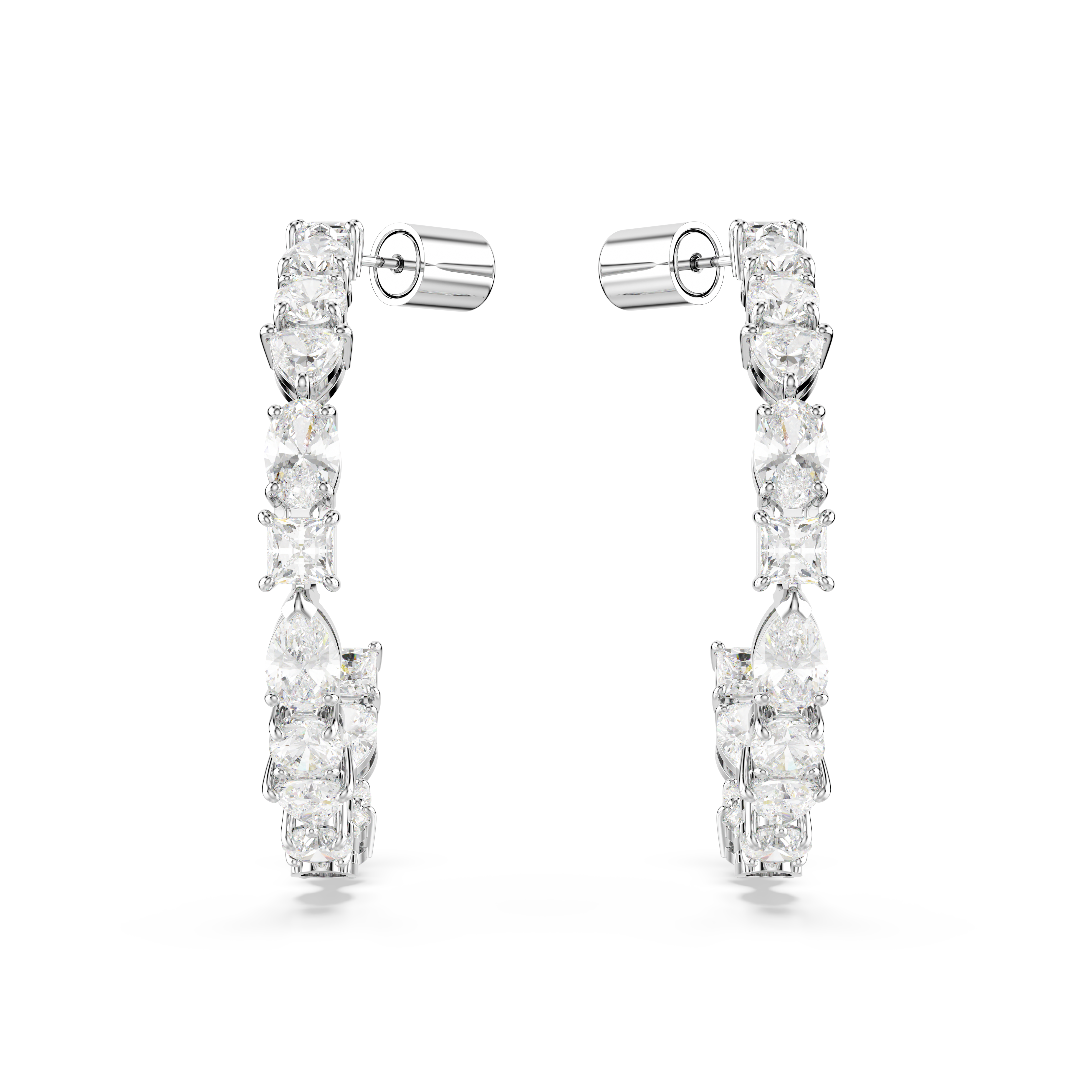 SWAROVSKI MESMERA HOOP EARRINGS, MIXED CUTS, WHITE, RHODIUM PLATED 5672834