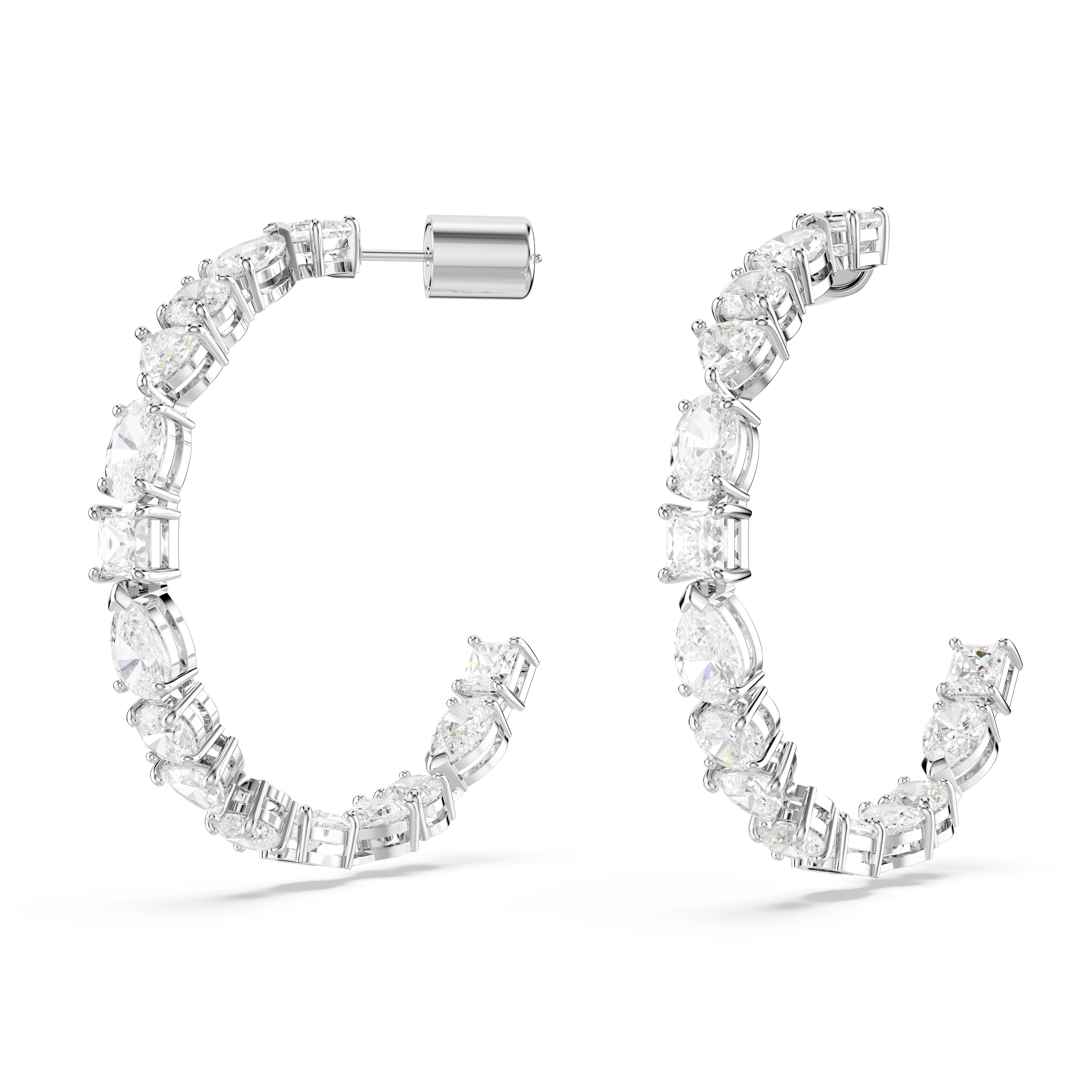 SWAROVSKI MESMERA HOOP EARRINGS, MIXED CUTS, WHITE, RHODIUM PLATED 5672834