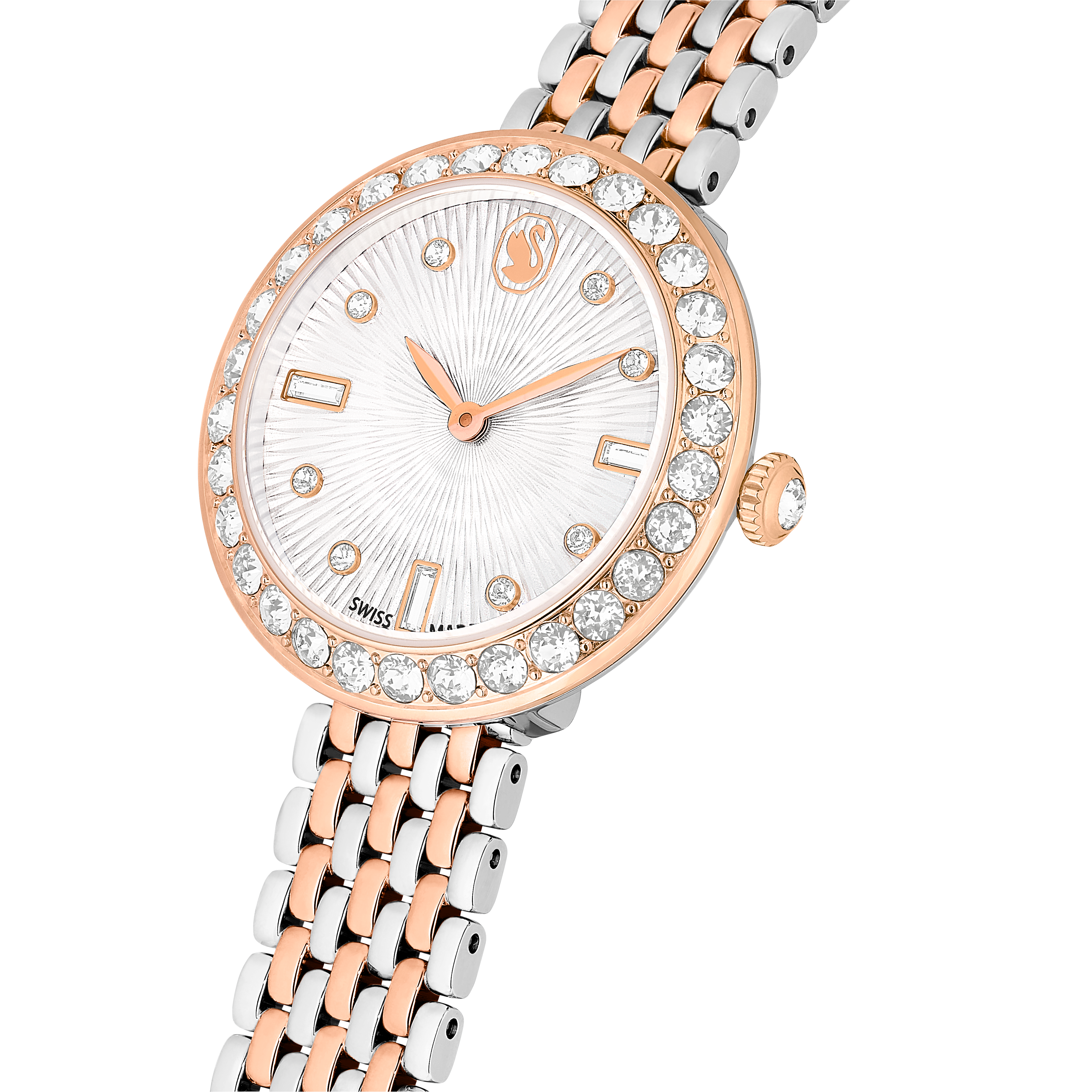 Swarovski Matrix tennis 7-link watch, Swiss Made, Metal bracelet, Rose gold tone, Mixed metal finish 5672971
