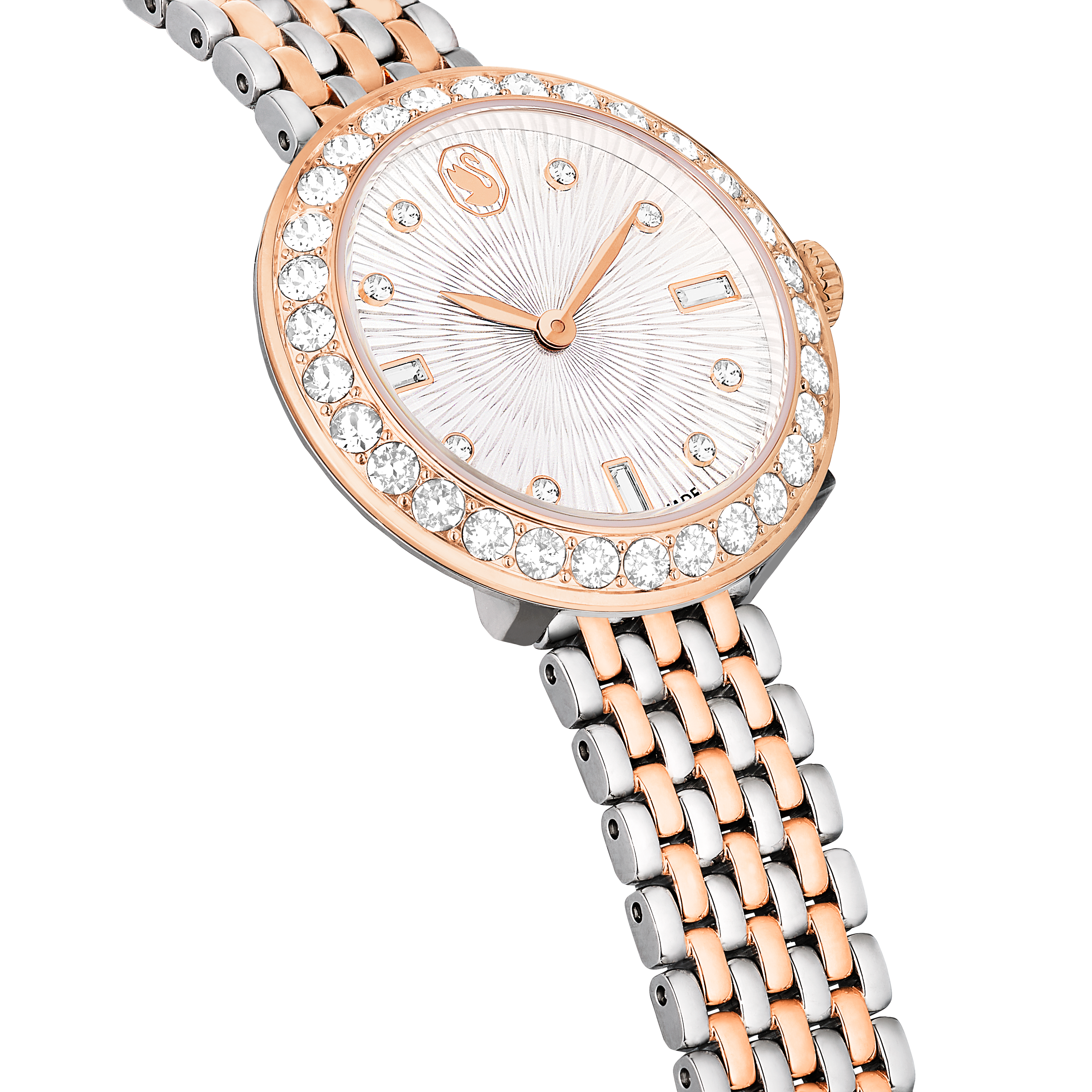 Swarovski Matrix tennis 7-link watch, Swiss Made, Metal bracelet, Rose gold tone, Mixed metal finish 5672971