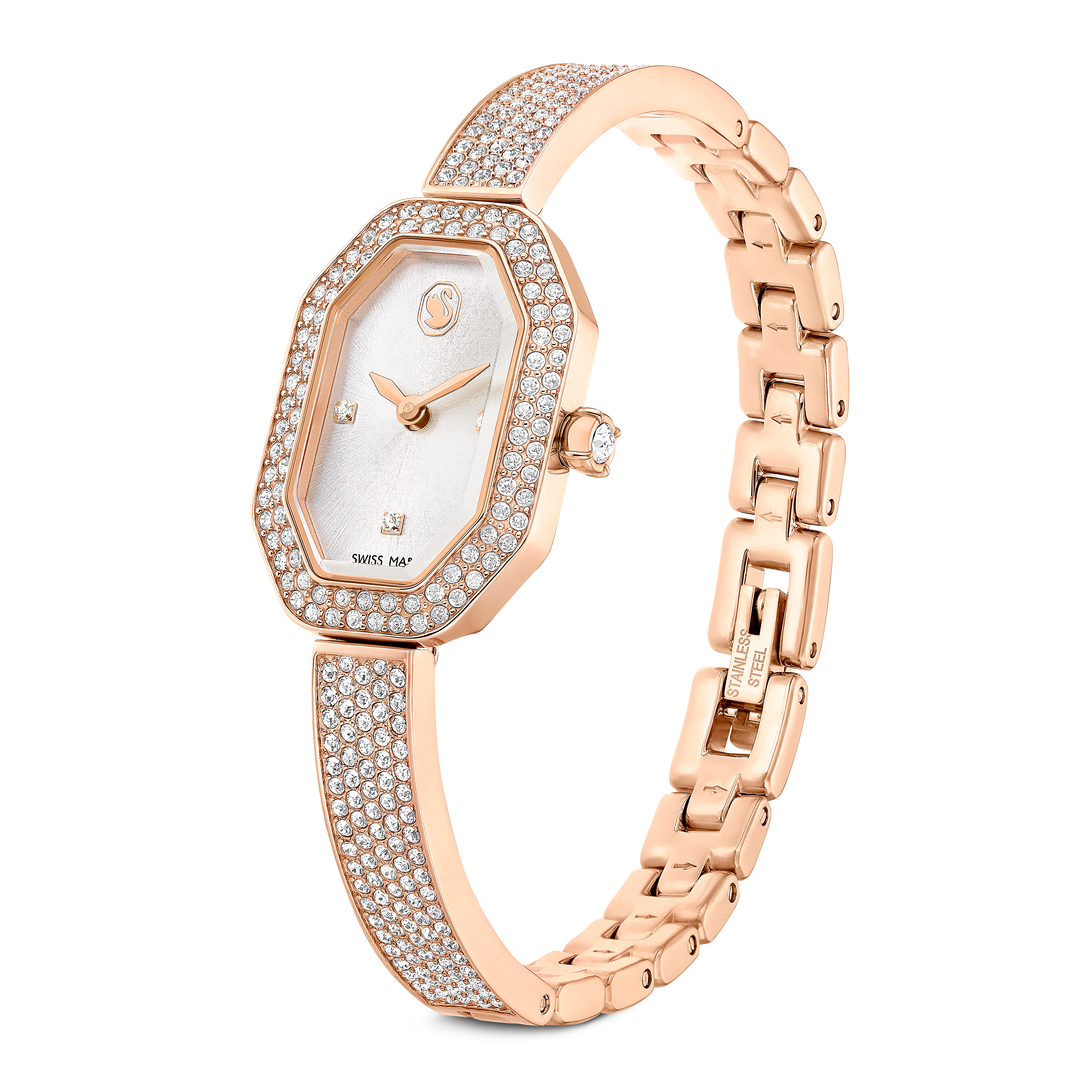 Swarovski Dextera bangle watch, Swiss Made, Metal bracelet, Rose gold tone, Rose gold-tone finish 5672992