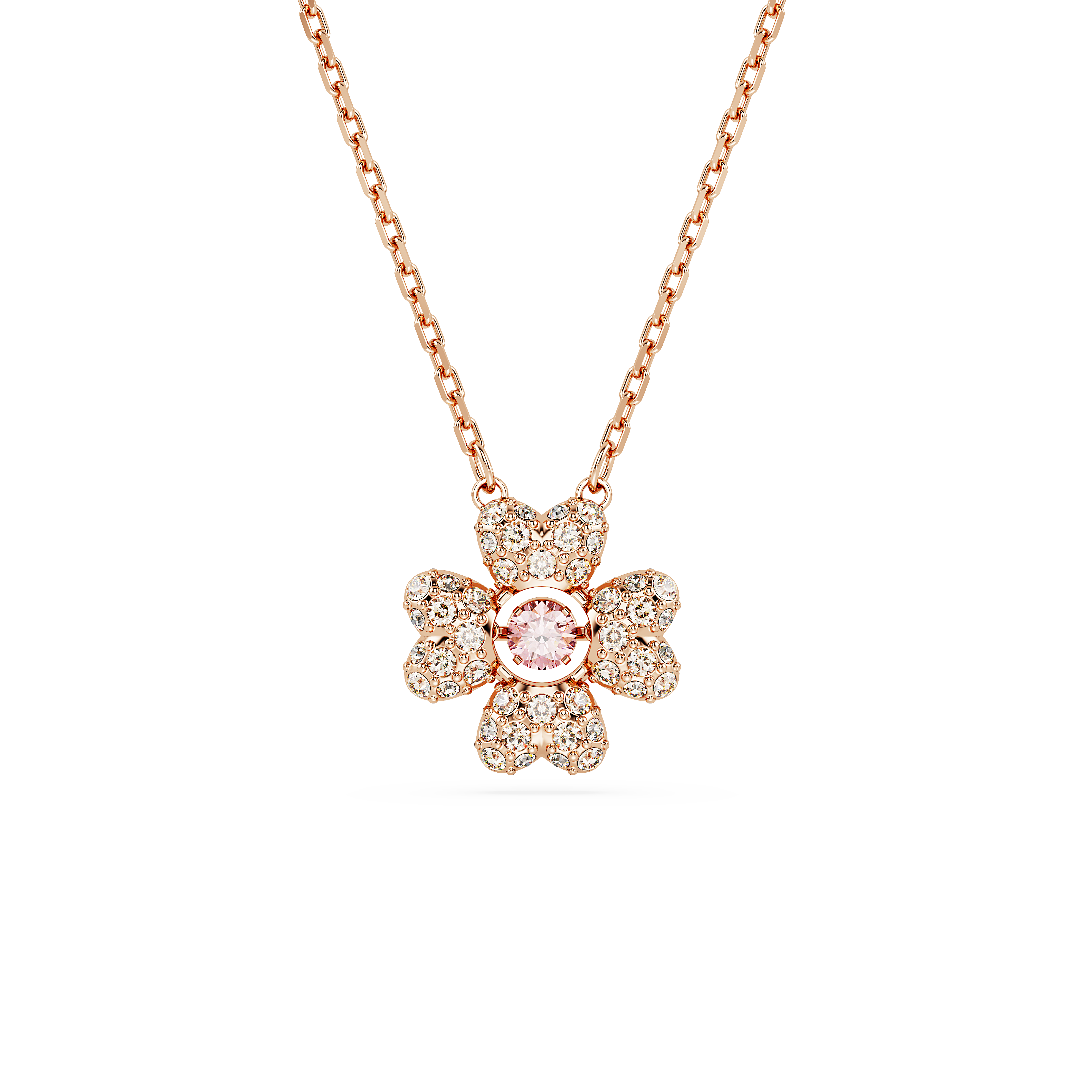 Swarovski Idyllia pendant, Clover, White, Rose gold-tone plated 5674211