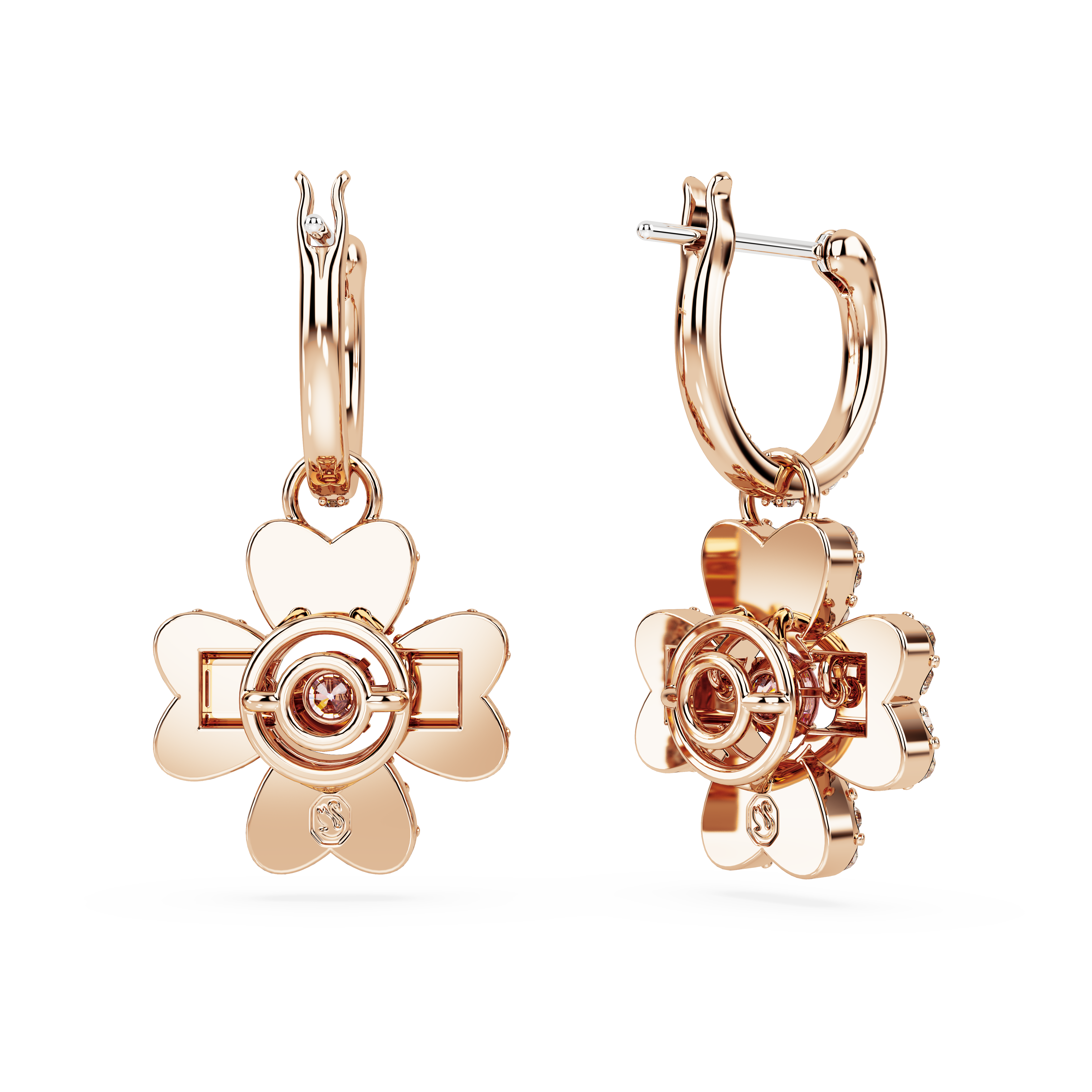 SWAROVSKI IDYLLIA DROP EARRINGS, CLOVER, WHITE, ROSE GOLD-TONE PLATED 5674212