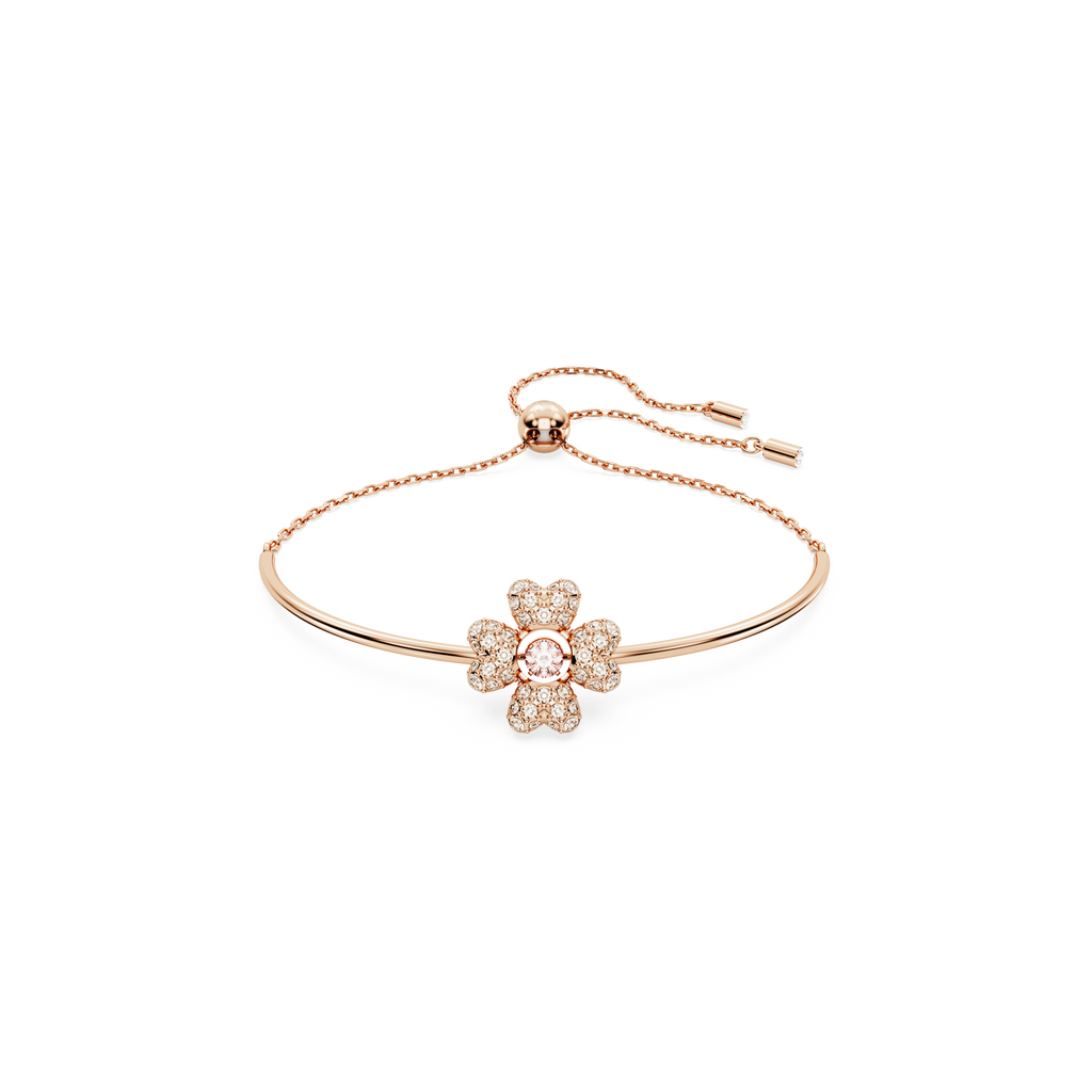 Swarovski Idyllia bracelet, Clover, White, Rose gold-tone plated