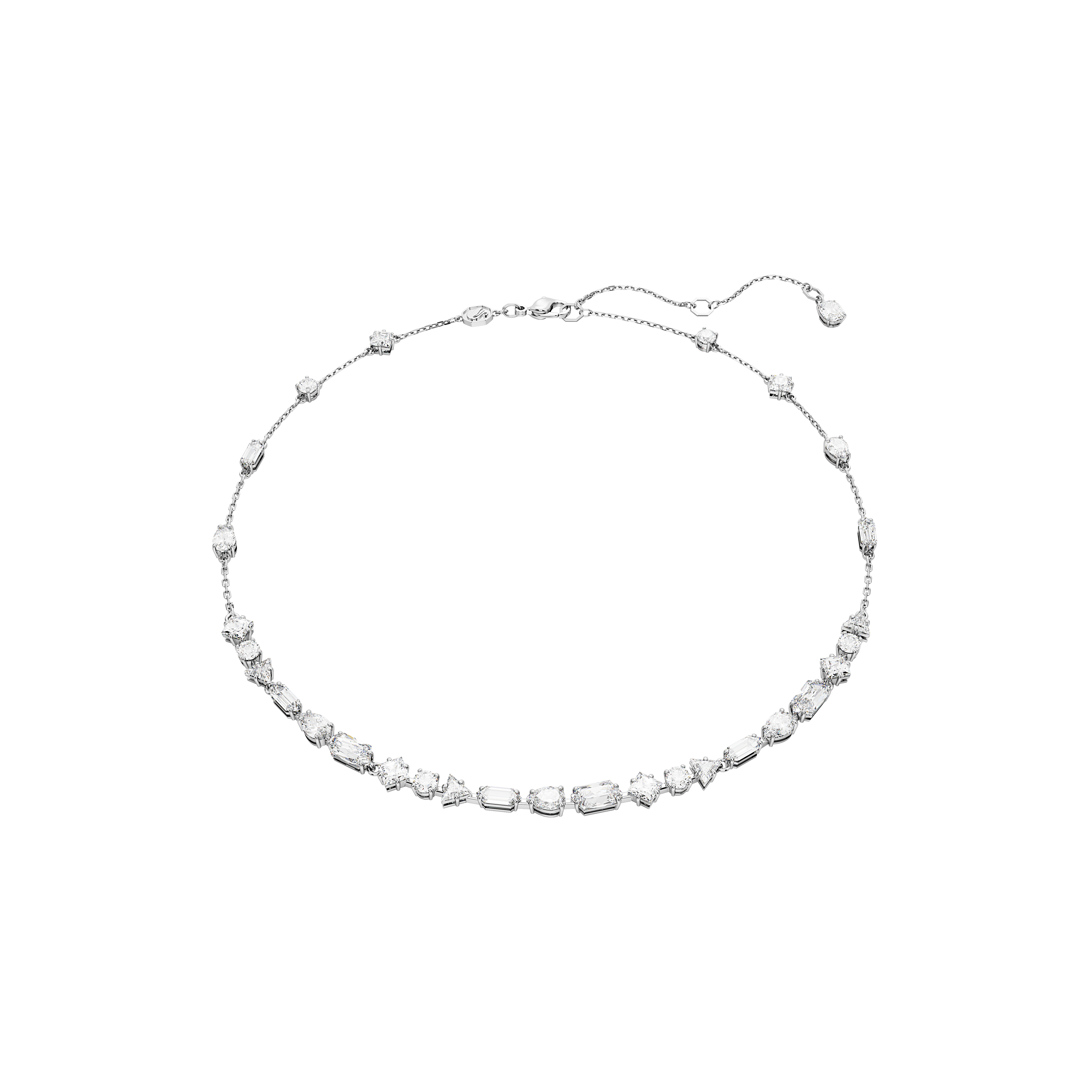 Swarovski Mesmera necklace, Mixed cuts, Scattered design, White, Rhodium plated 5676989