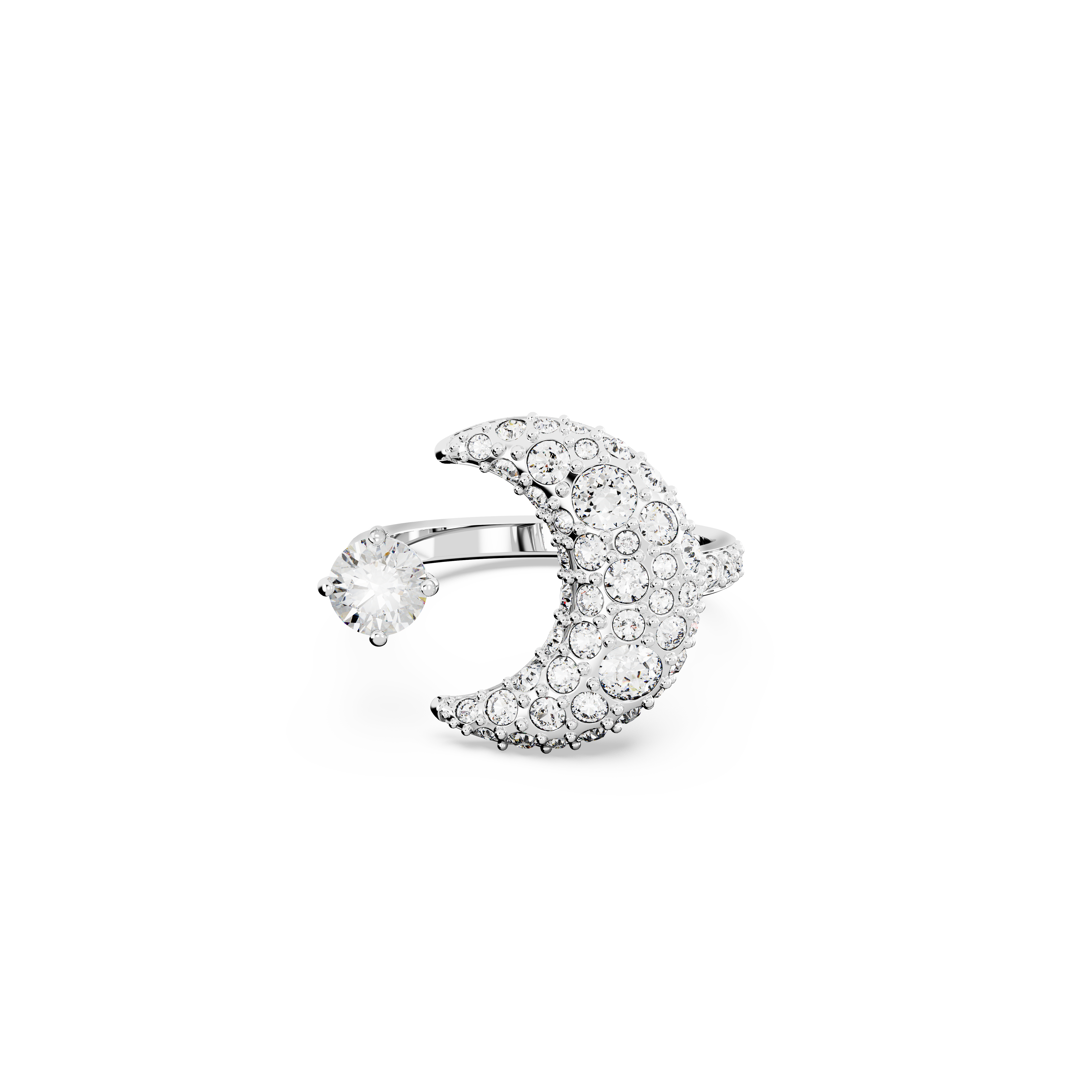 SWAROVSKI LUNA OPEN RING, MOON, WHITE, RHODIUM PLATED