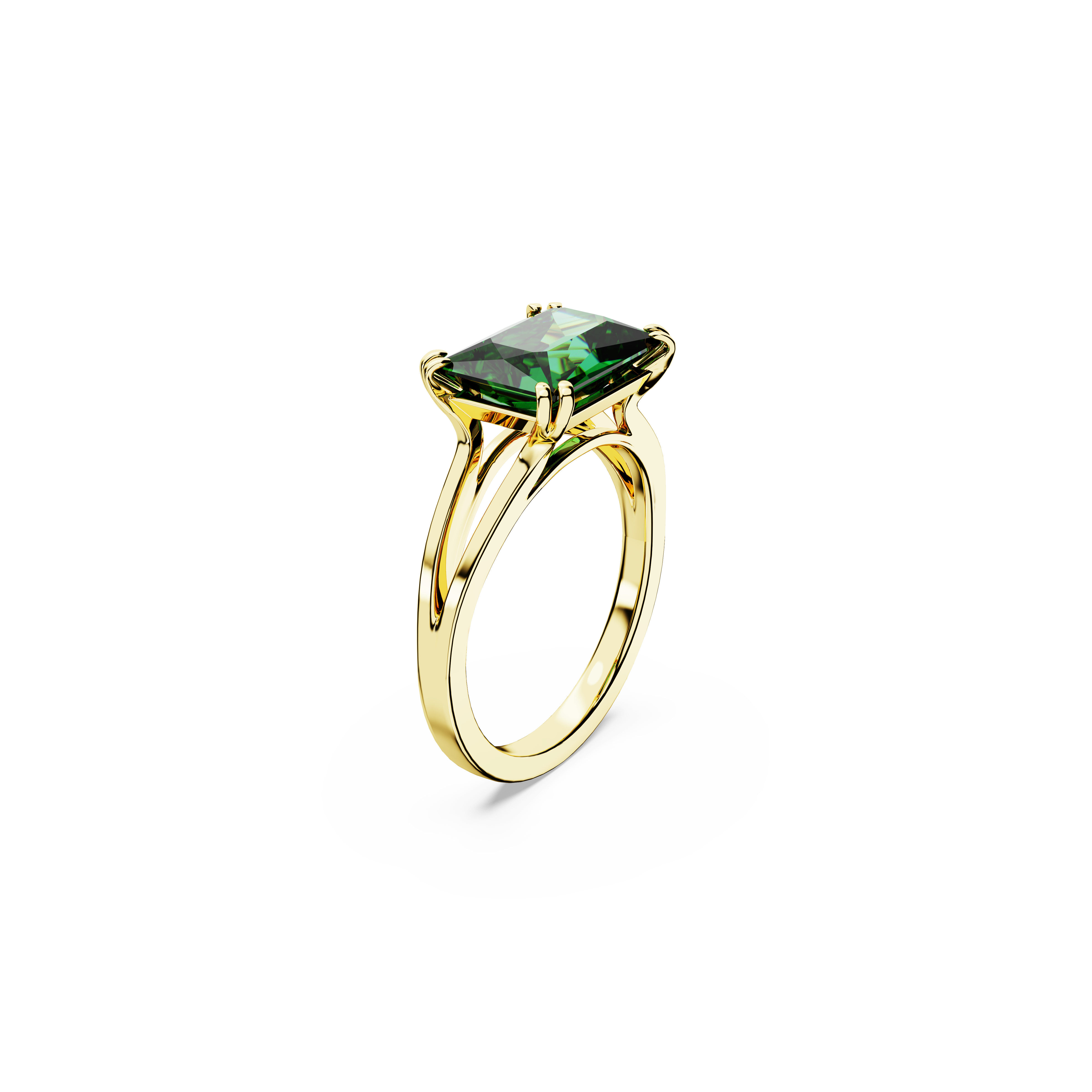 Swarovski Stilla cocktail ring, Rectangular cut, Green, Gold-tone plated 5677144