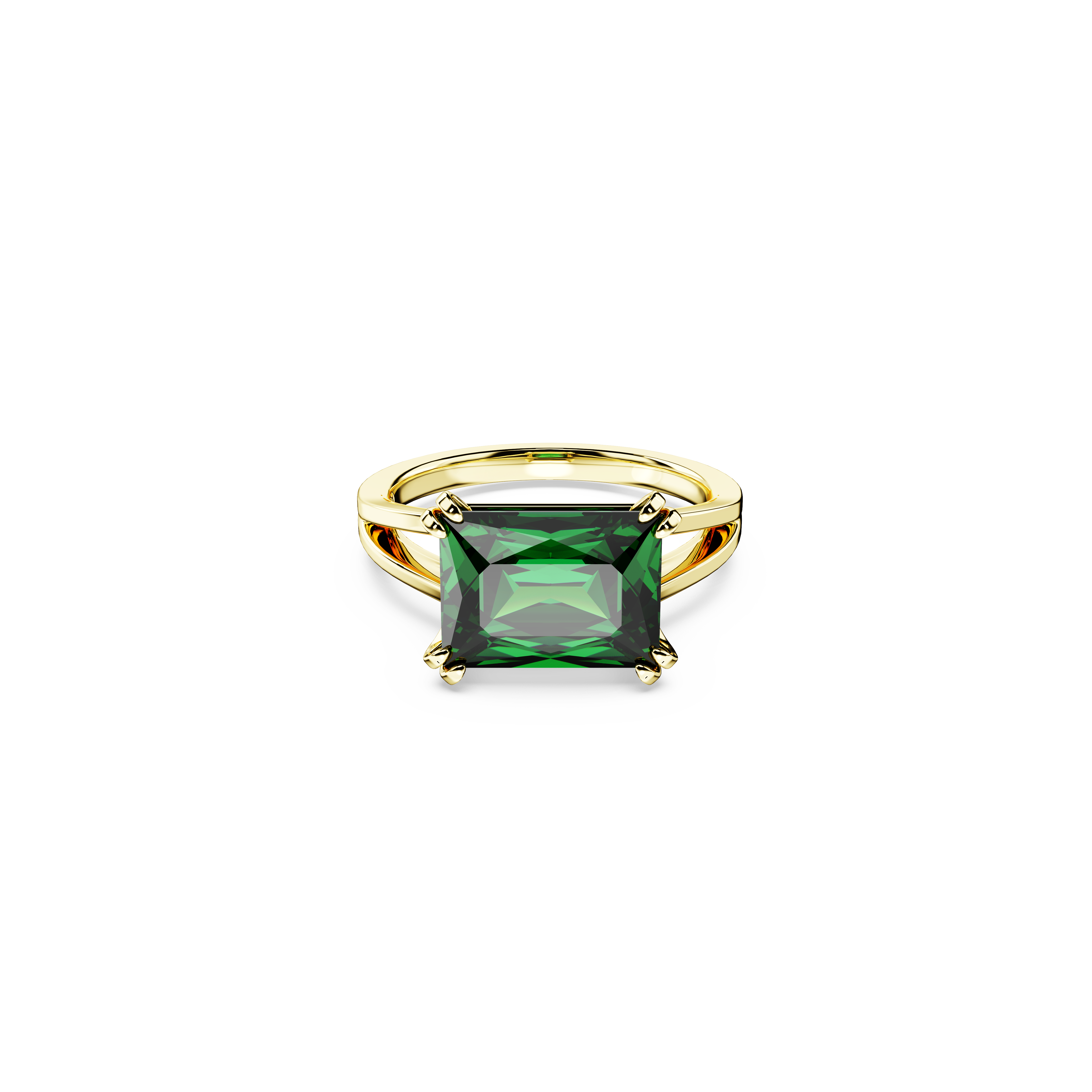 Swarovski Stilla cocktail ring, Rectangular cut, Green, Gold-tone plated 5677145