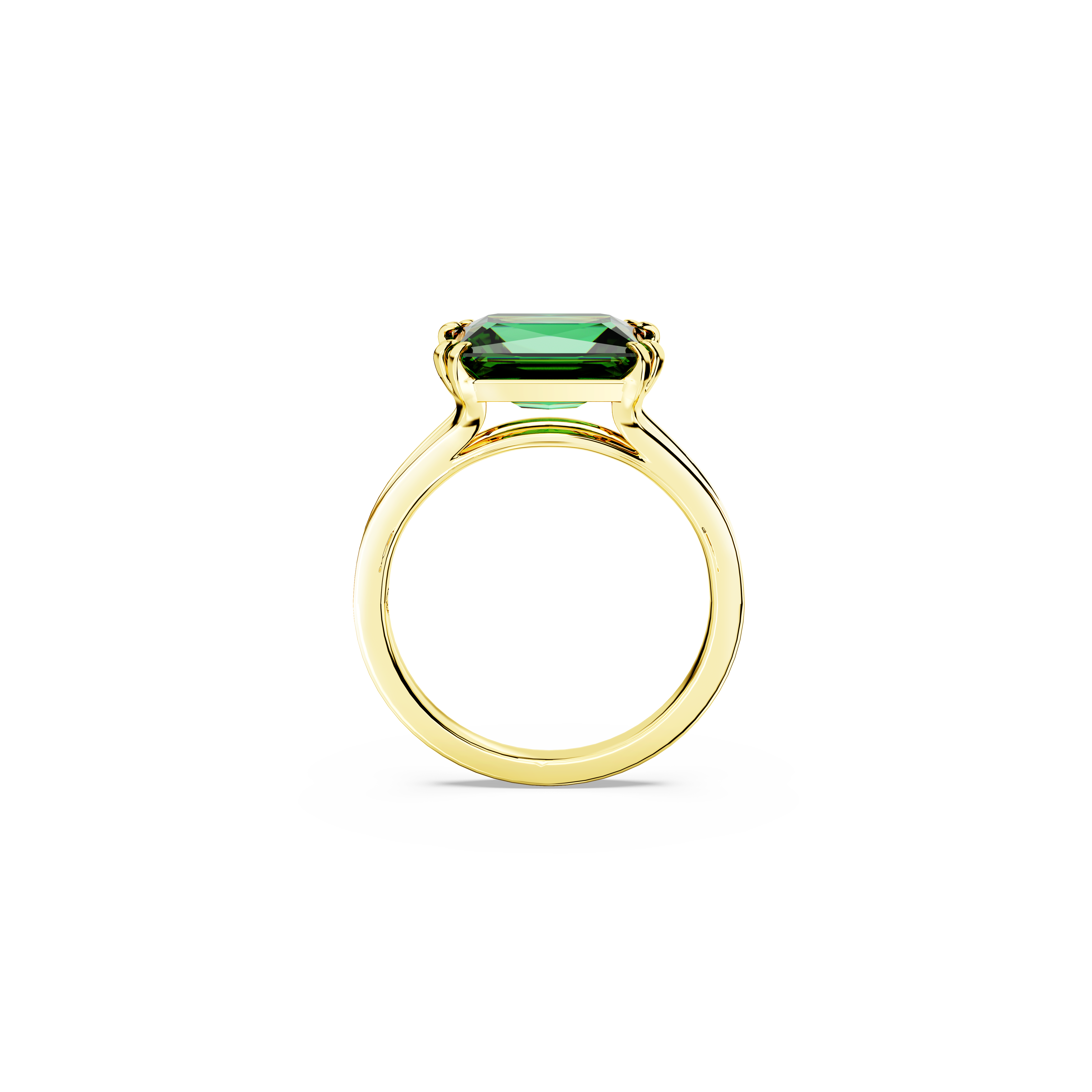 Swarovski Stilla cocktail ring, Rectangular cut, Green, Gold-tone plated 5677150