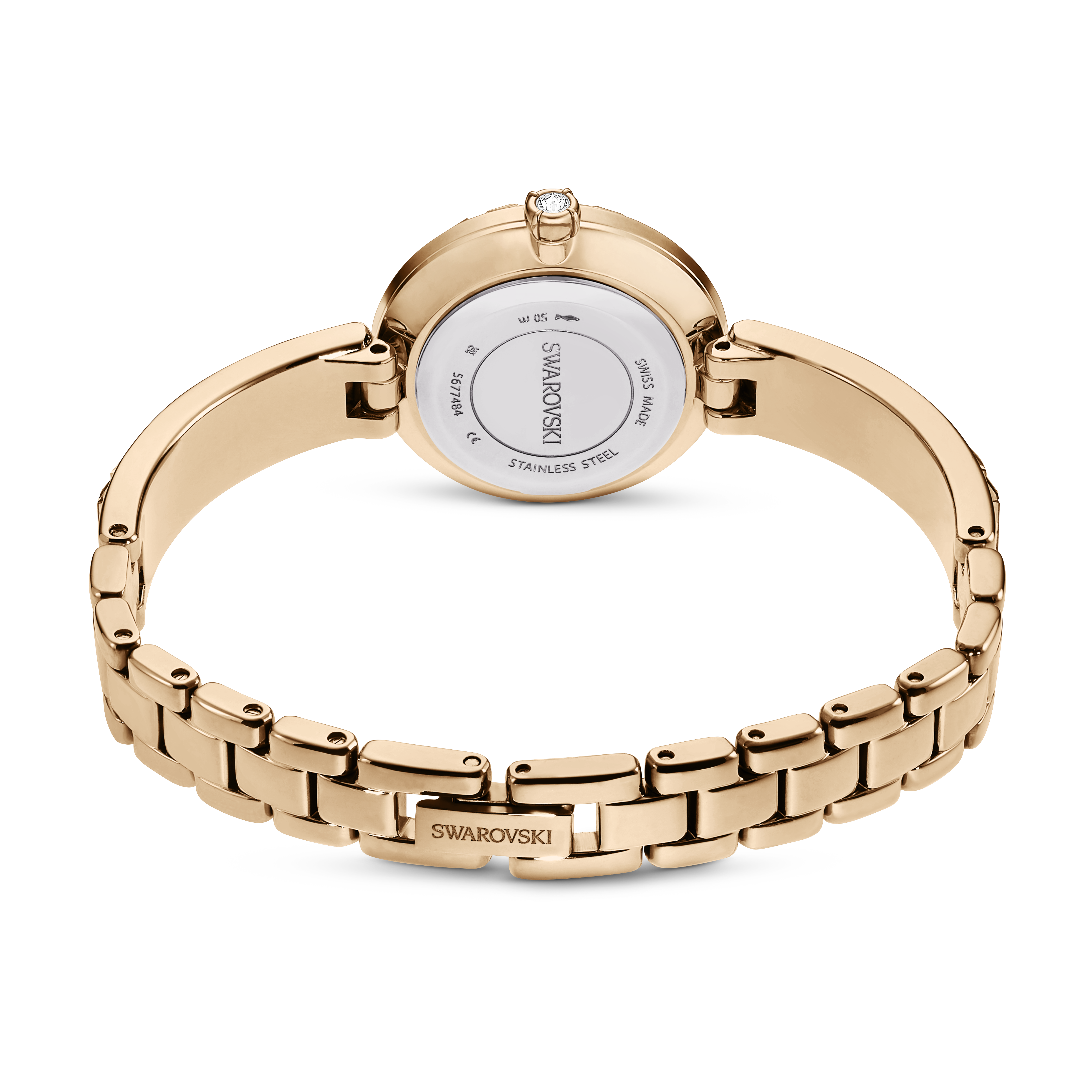 Swarovski Matrix bangle watch, Swiss Made, Crystal bracelet, White, Rose gold-tone finish 5677484