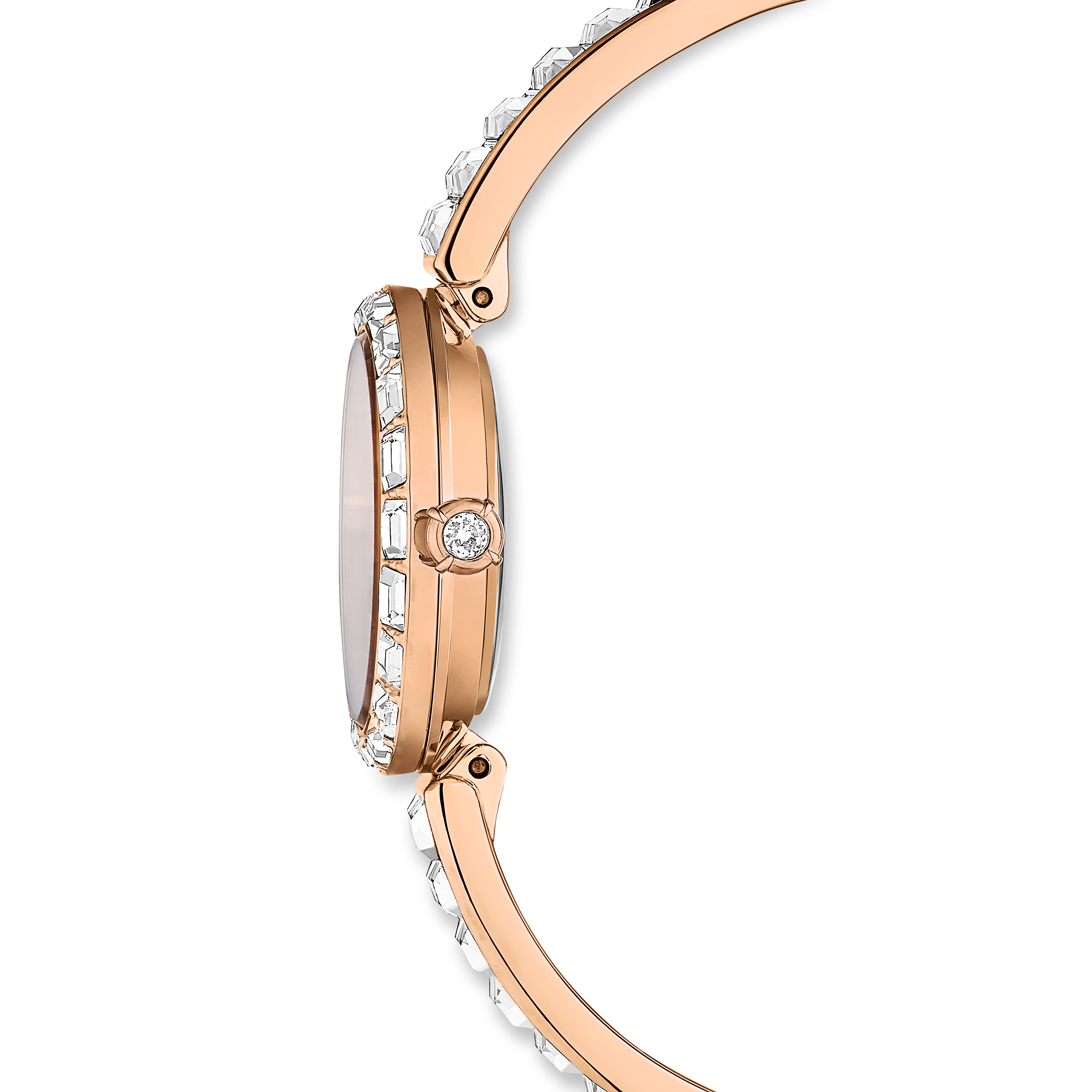 Swarovski Matrix bangle watch, Swiss Made, Crystal bracelet, White, Rose gold-tone finish 5677484