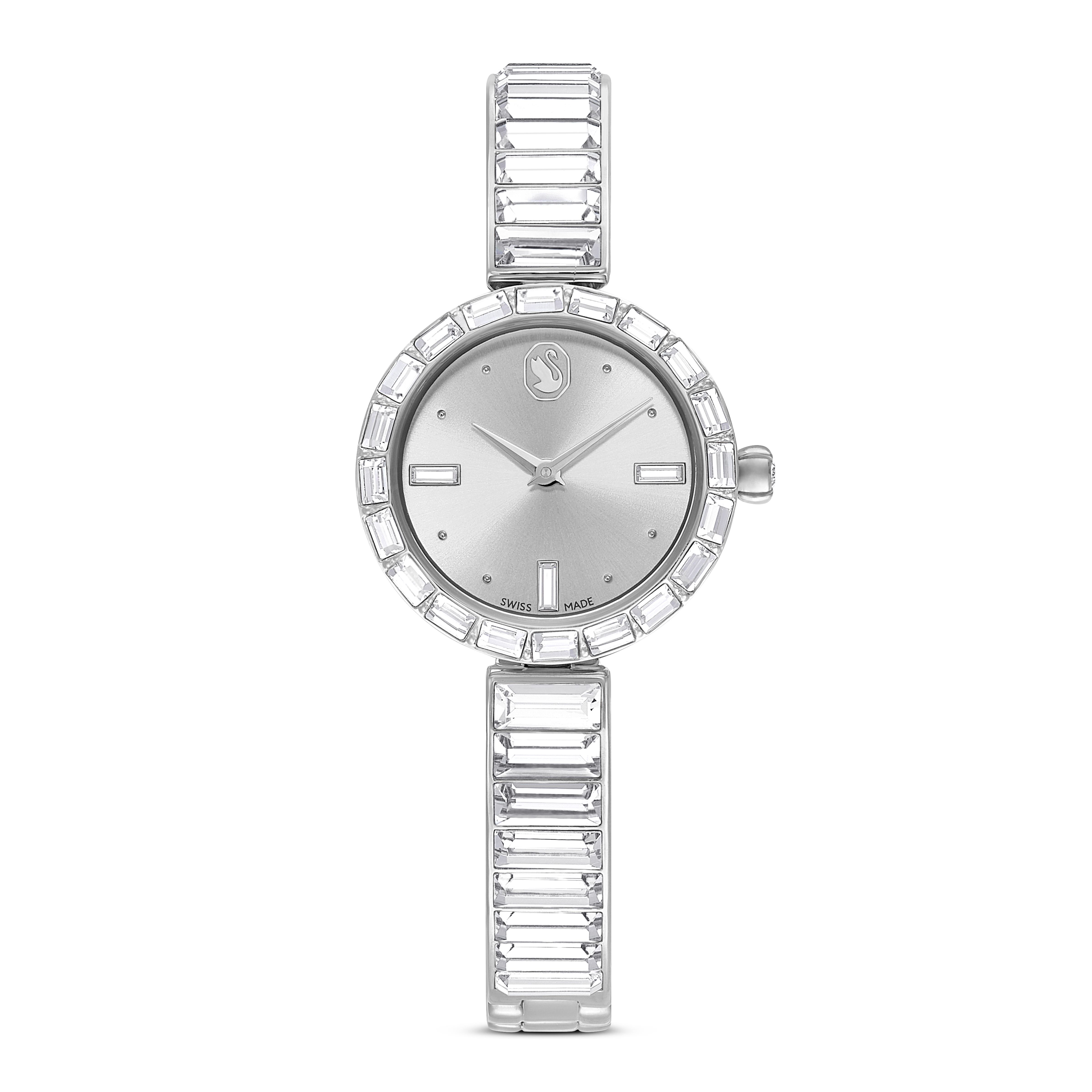 Swarovski Matrix bangle watch, Swiss Made, Crystal bracelet, White, Stainless Steel 5677487