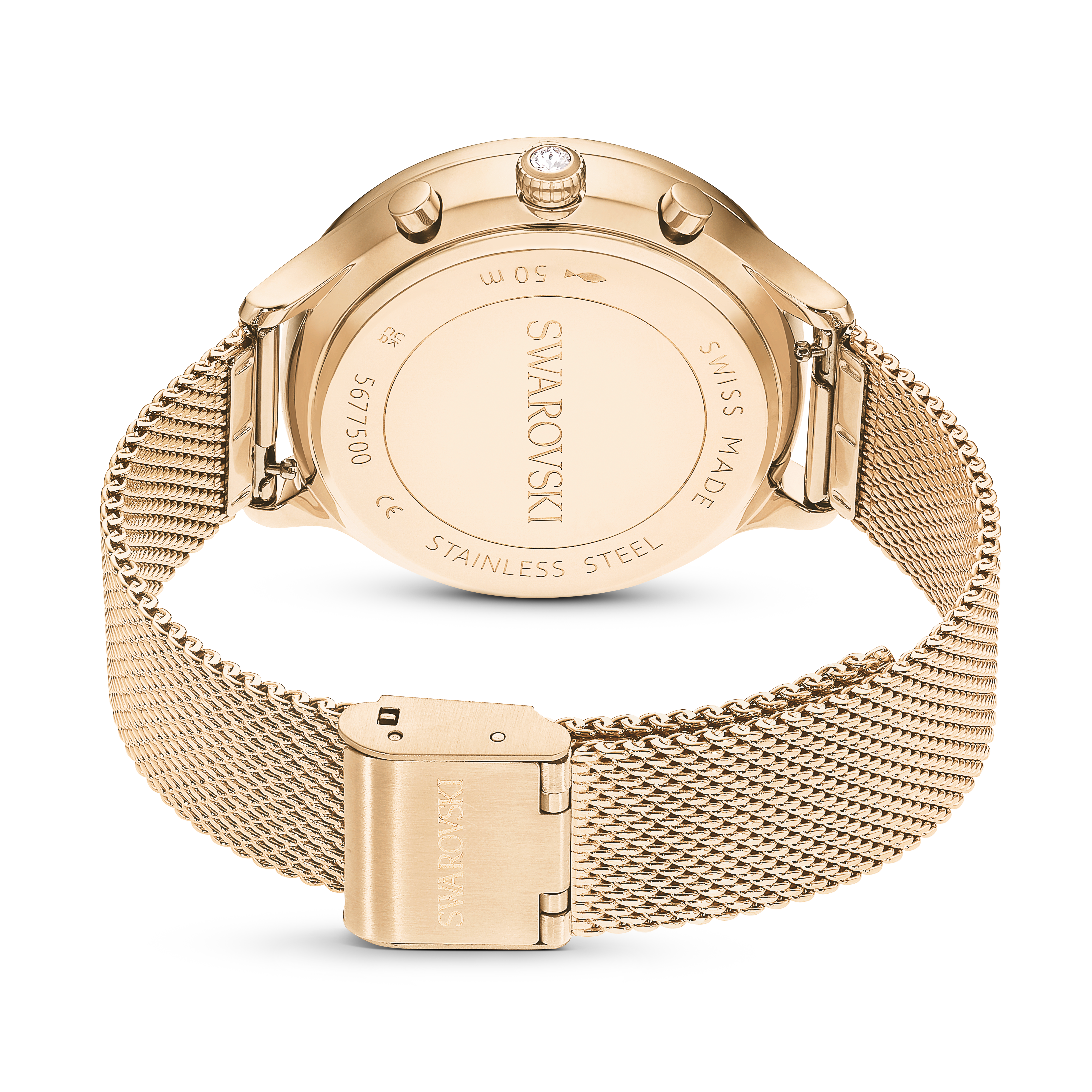 Swarovski Nova chrono watch, Swiss Made, Metal bracelet, Gold tone, Champagne gold-tone finish 5677500