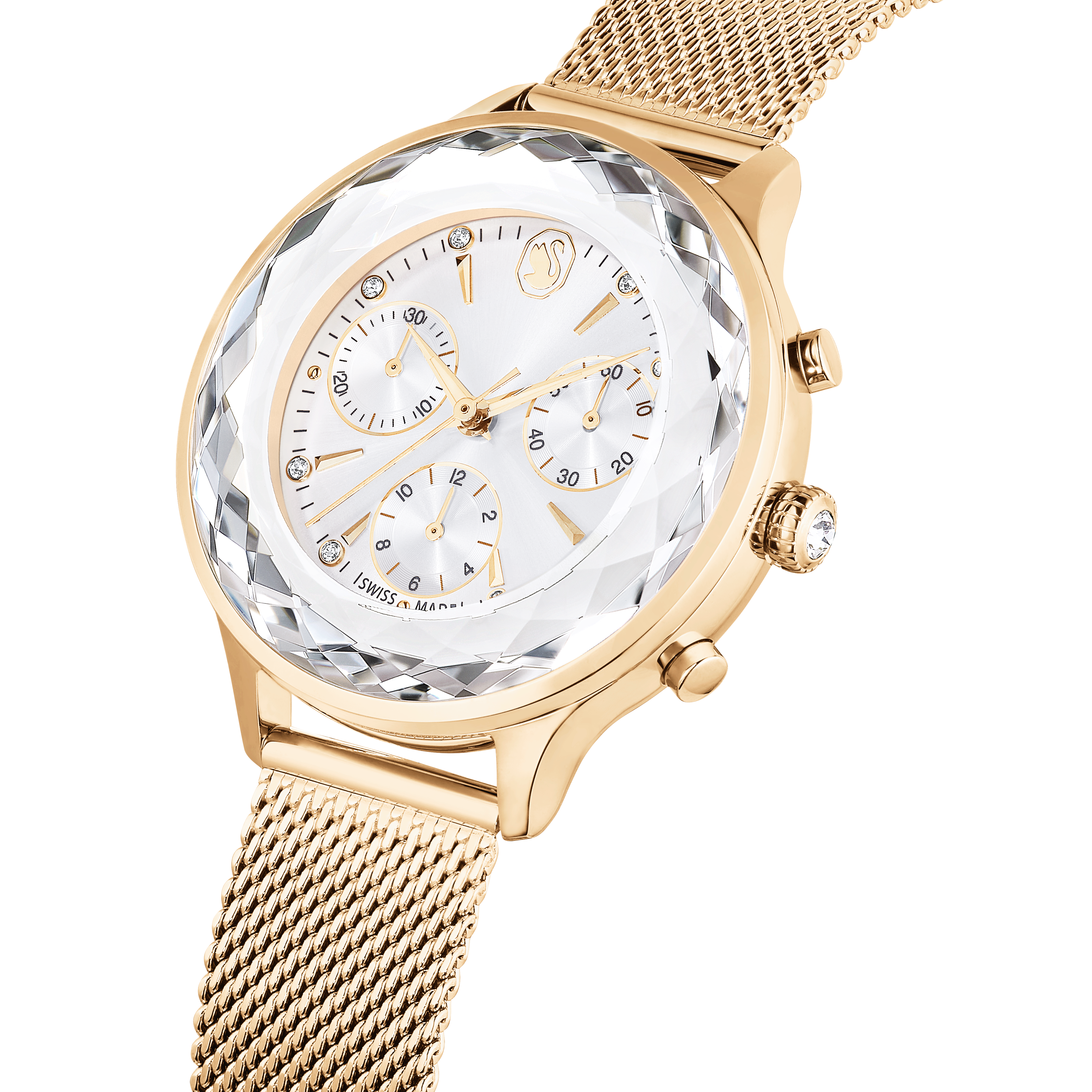 Swarovski Nova chrono watch, Swiss Made, Metal bracelet, Gold tone, Champagne gold-tone finish 5677500