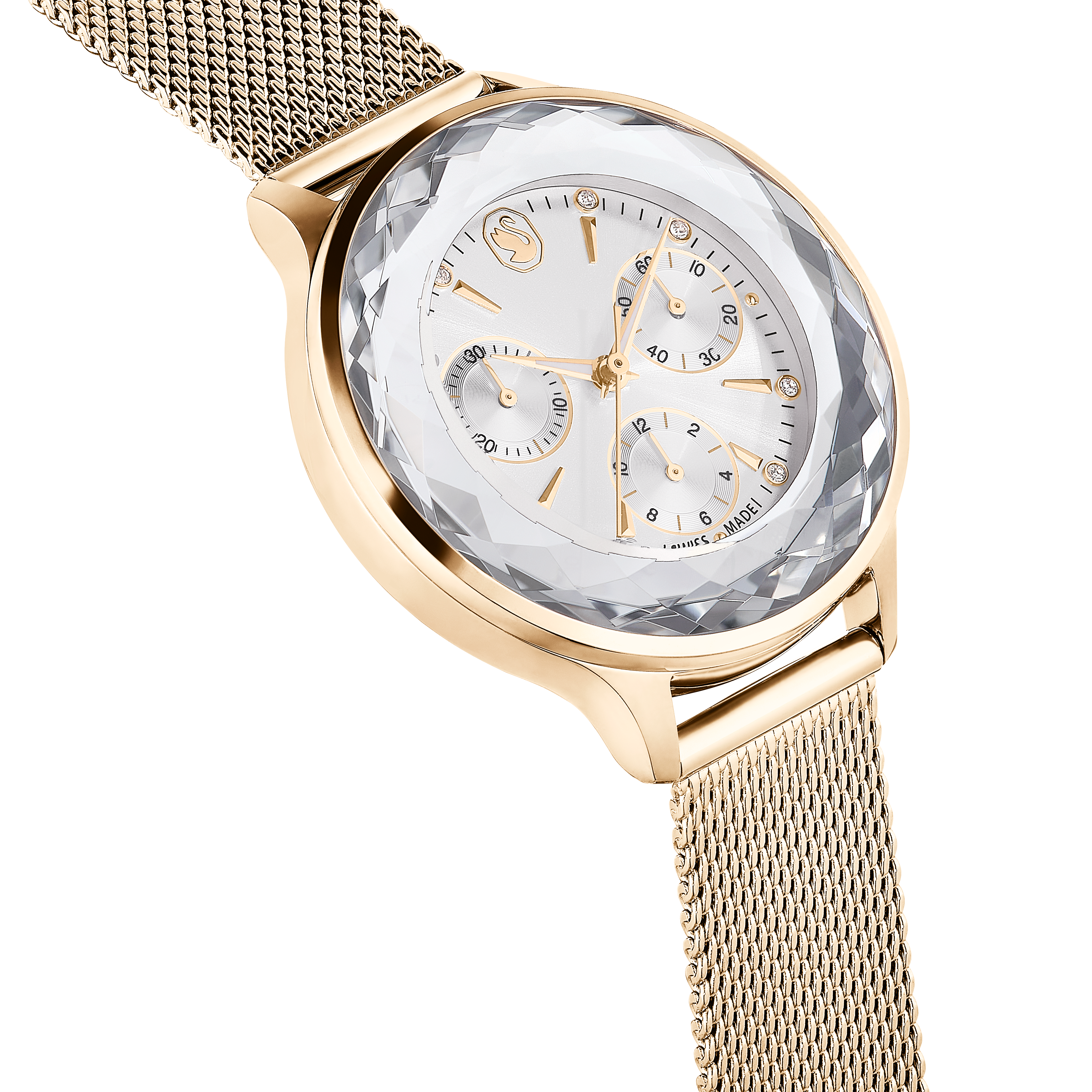 Swarovski Nova chrono watch, Swiss Made, Metal bracelet, Gold tone, Champagne gold-tone finish 5677500